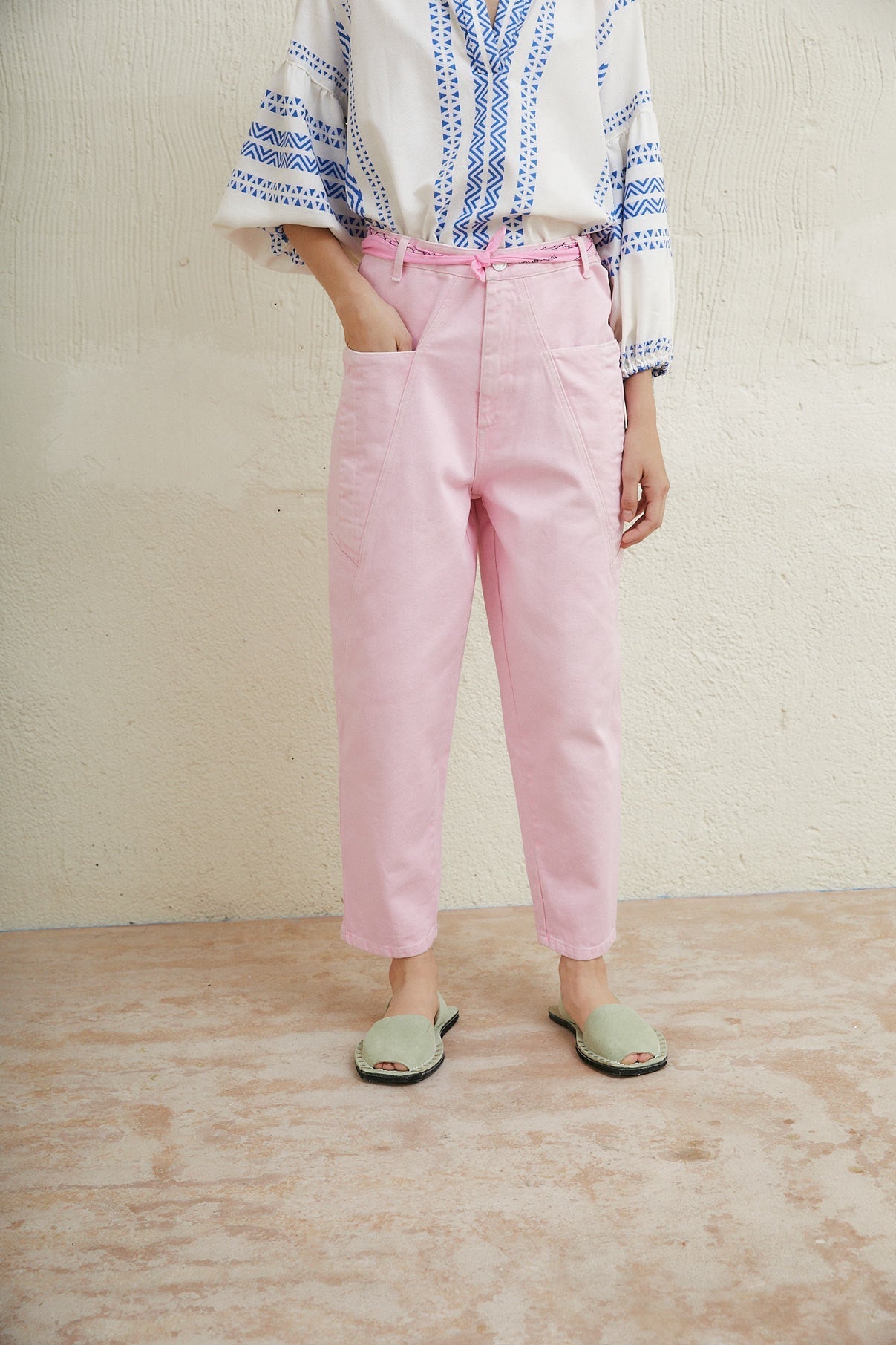 PINK TWILL CARGO JEANS