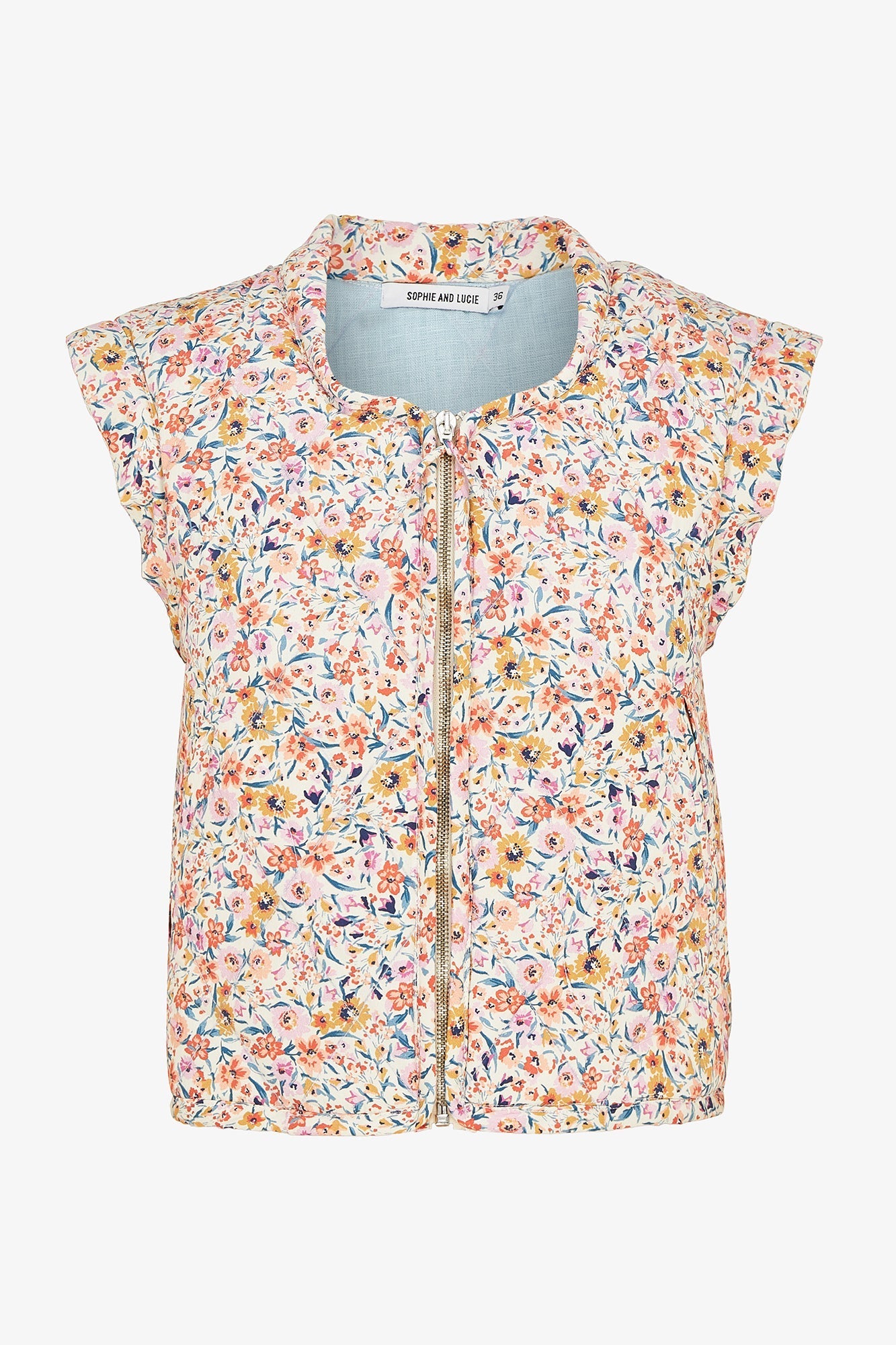 CHALECO CORTO FLORES CRUDO