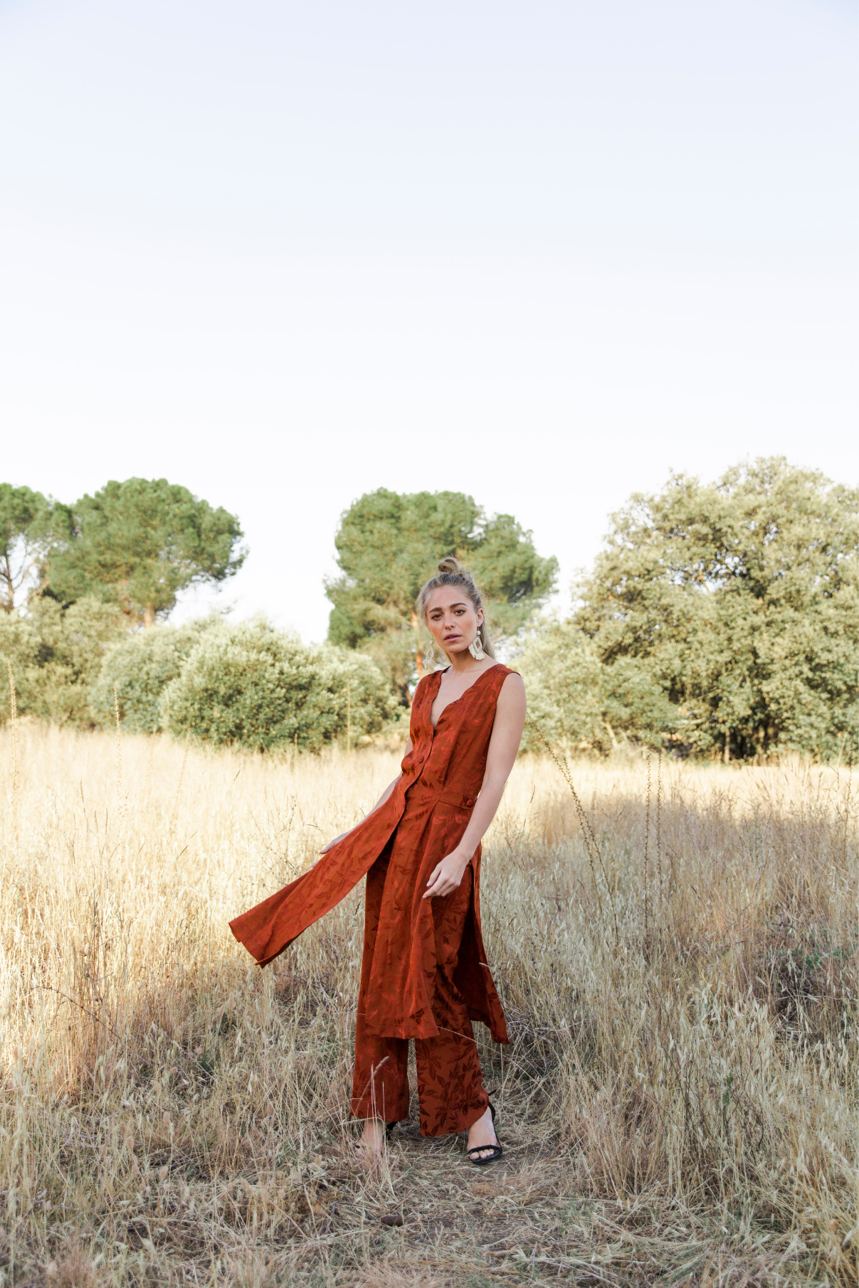 CAMEL PALM TREES BUTTONS TUNIC