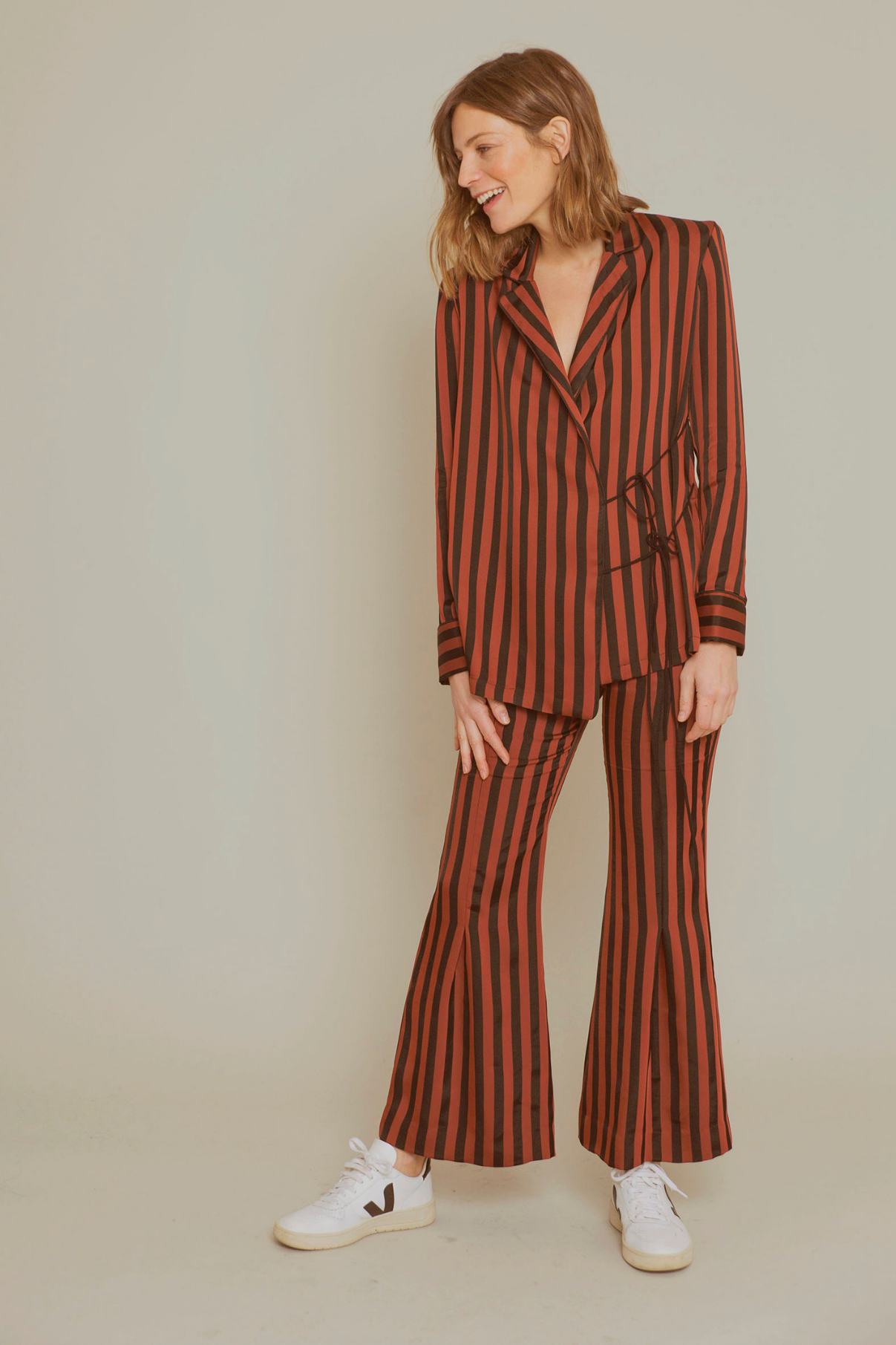 STRIPED KNOTTED JACKET IN TILE