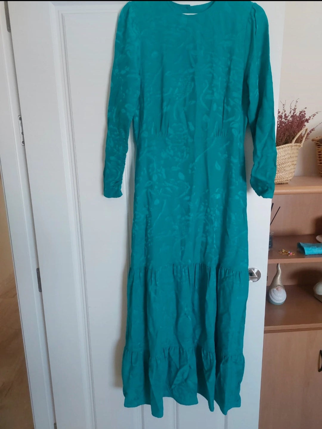 VESTIDO CORINA RAMAS TURQUESA