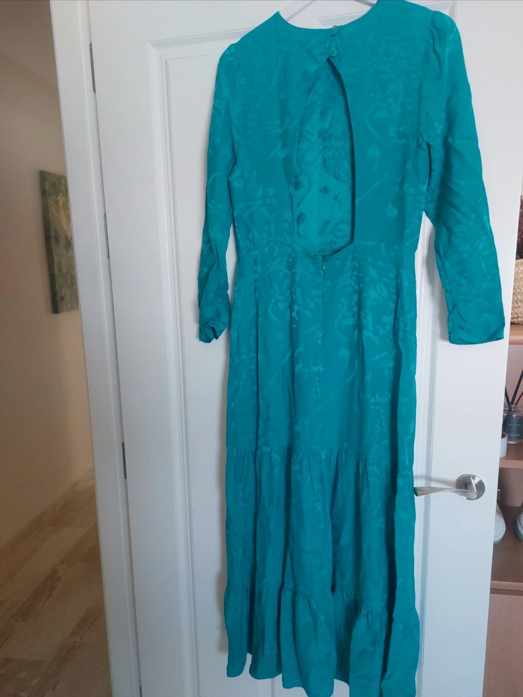 VESTIDO CORINA RAMAS TURQUESA