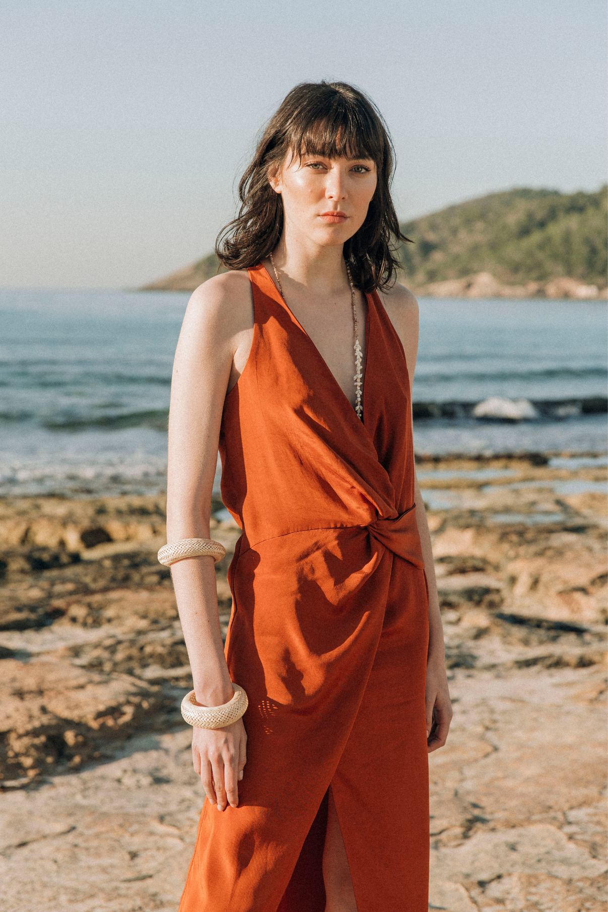 CUPRO HALTER DRESS