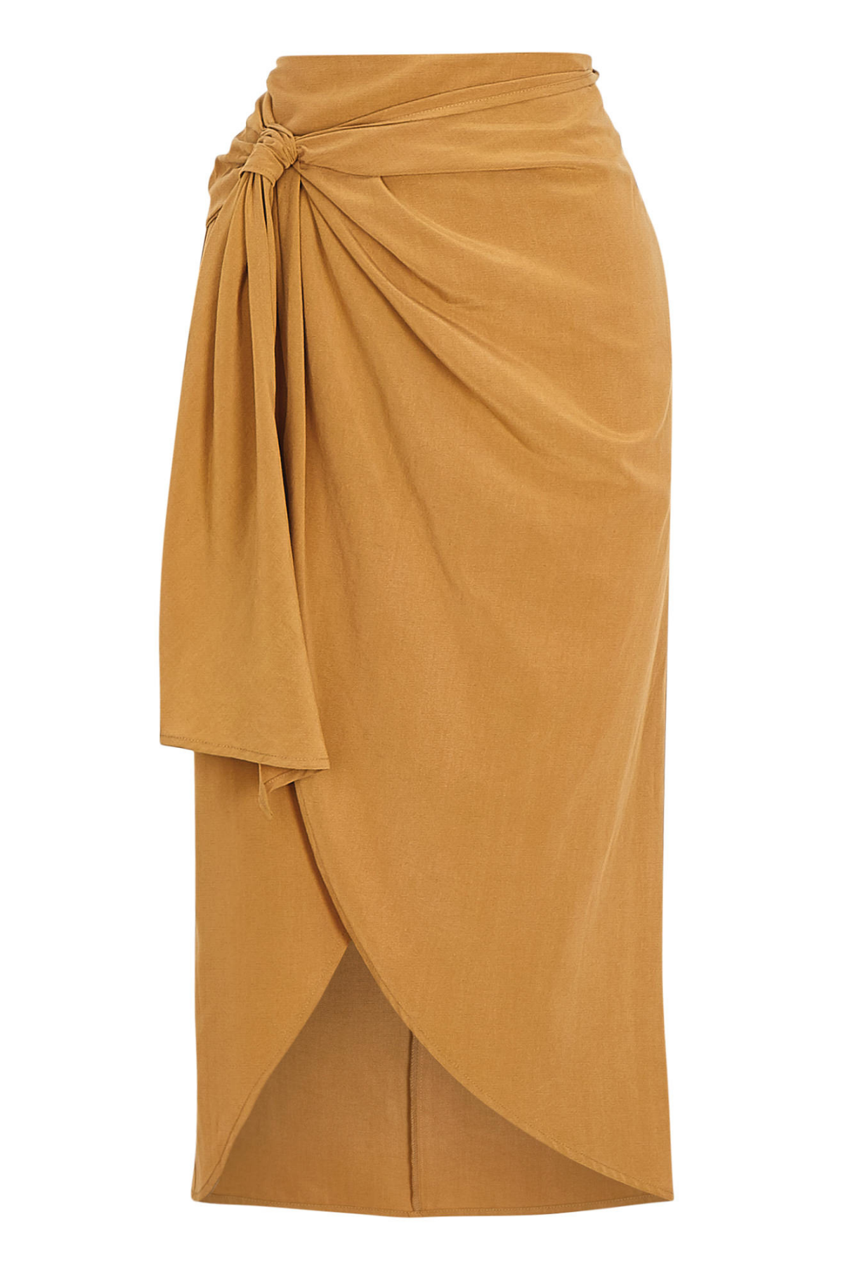 CAMEL TENCEL MIDI KNOT SKIRT
