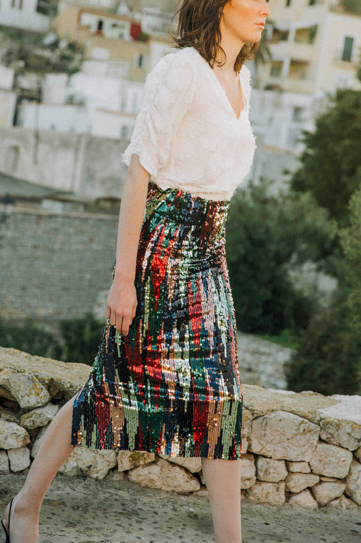 SEQUIN SKIRT WITH STAINS
