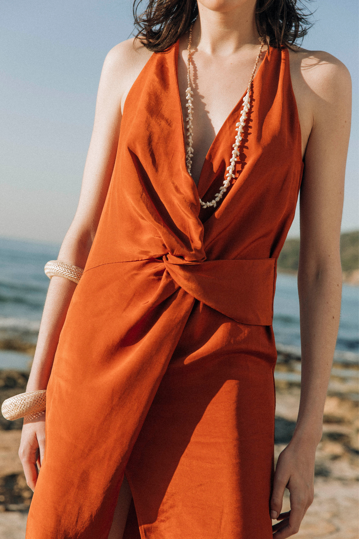 CUPRO HALTER DRESS