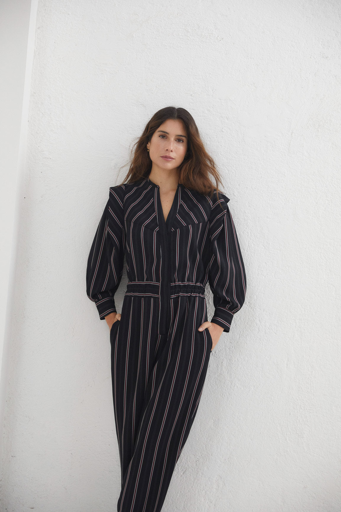 RED STRIPED FOLK OVERALL