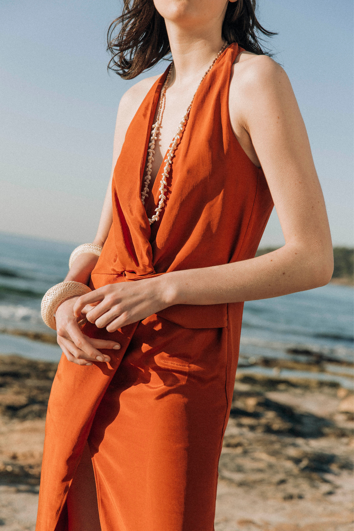 CUPRO HALTER DRESS