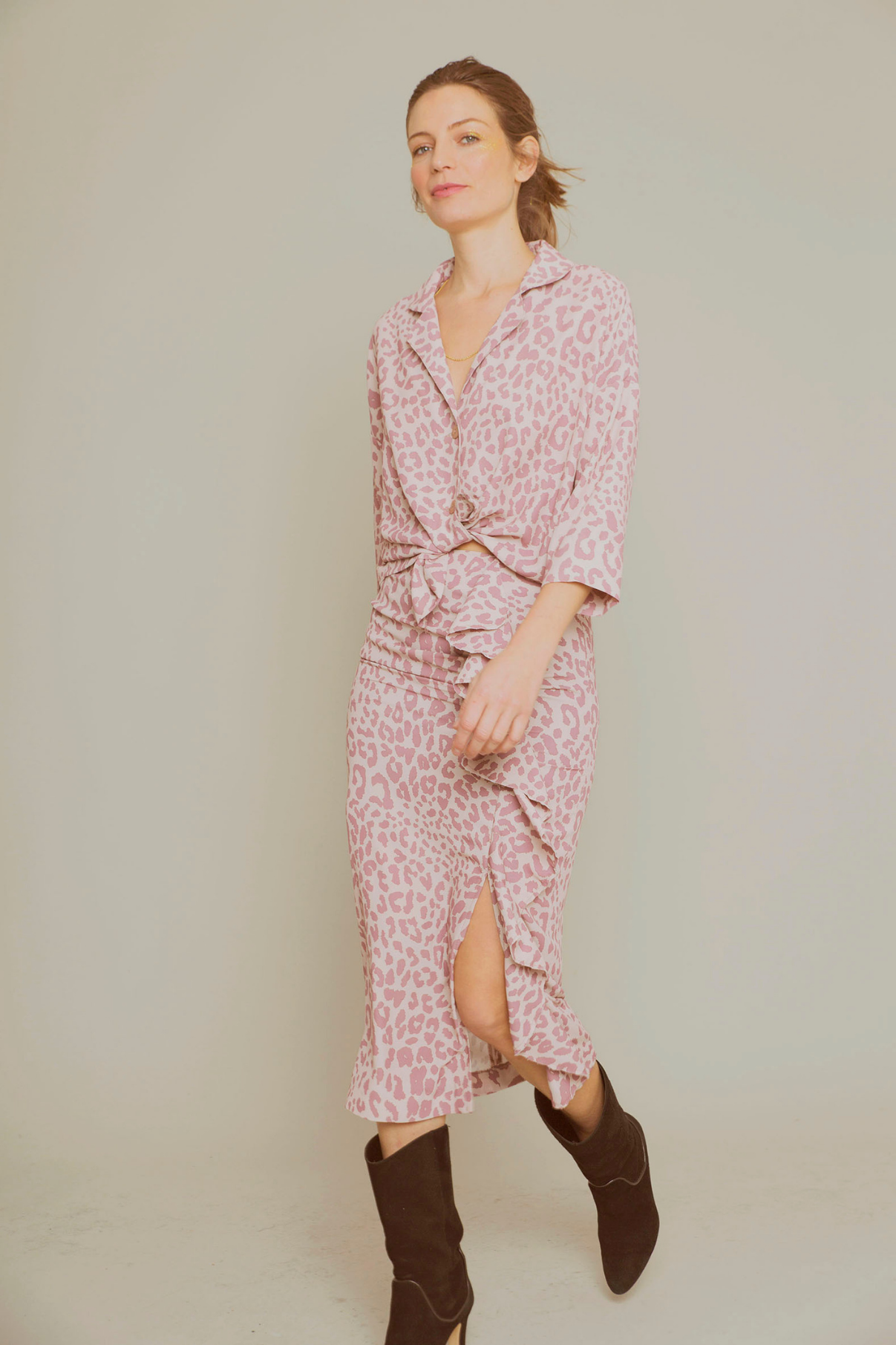 SPOTTED RUFFLED SKIRT