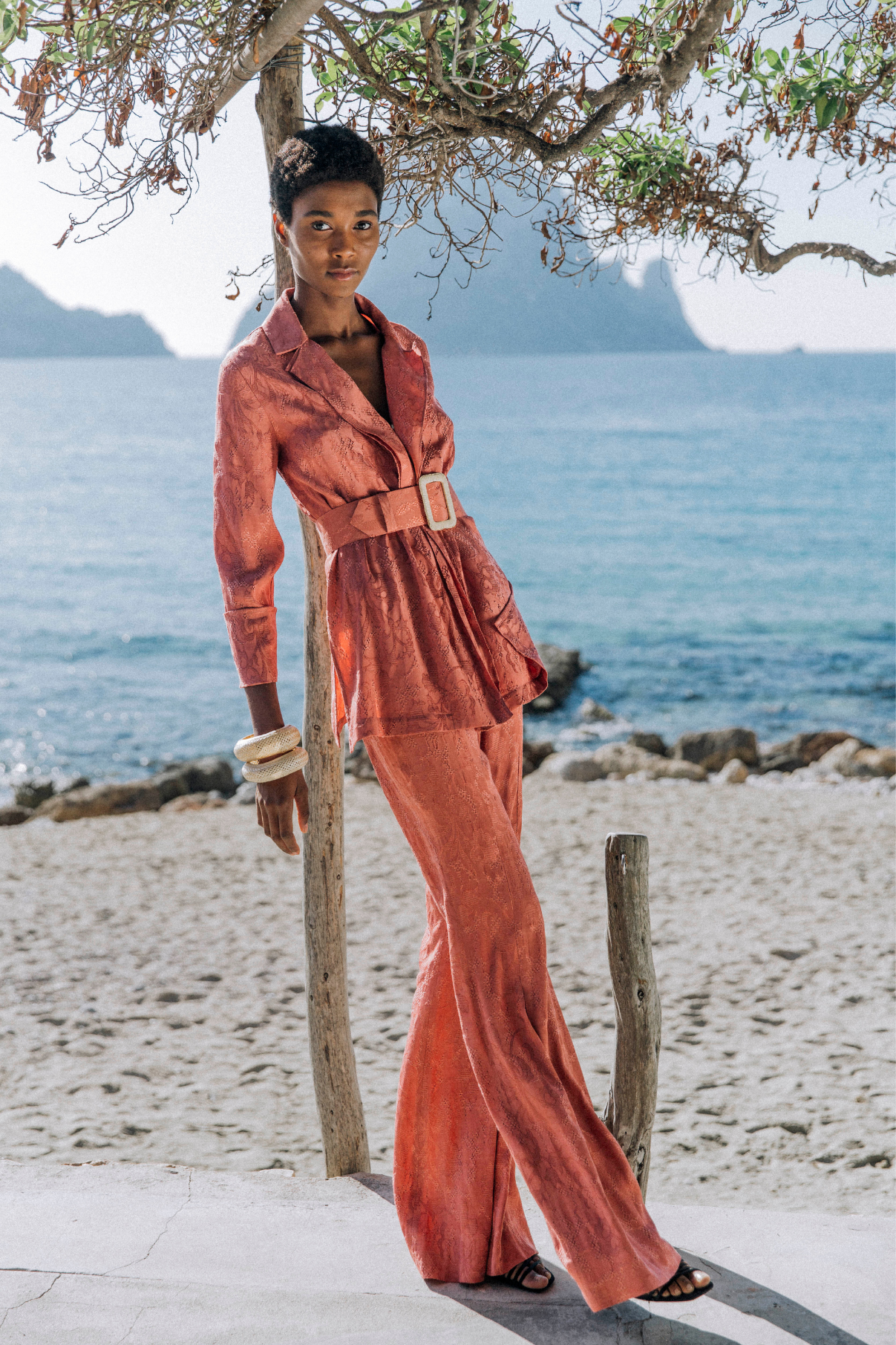 JCQ SIENA EMBROIDERED PLEATED PANTS