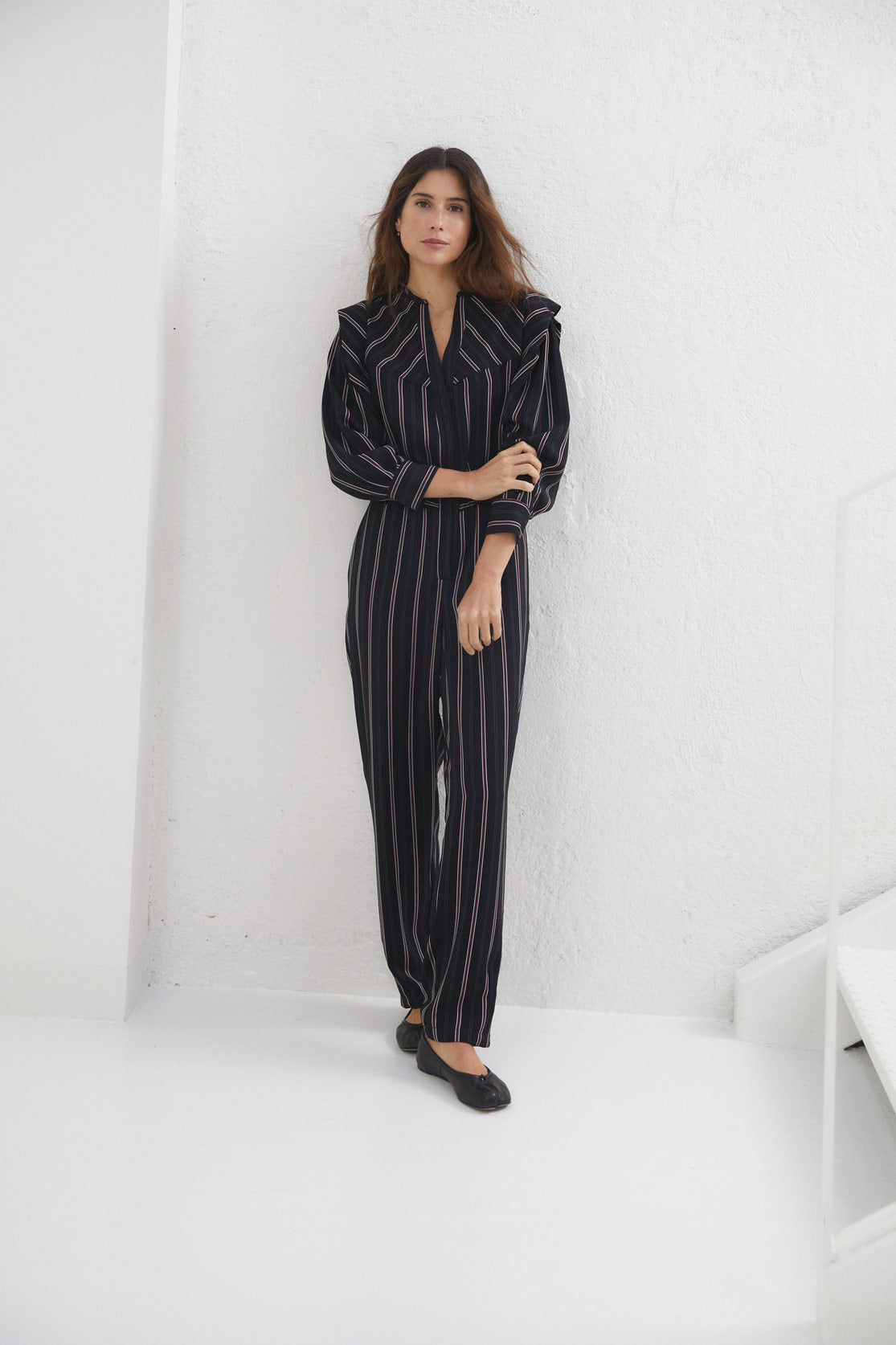 RED STRIPED FOLK OVERALL