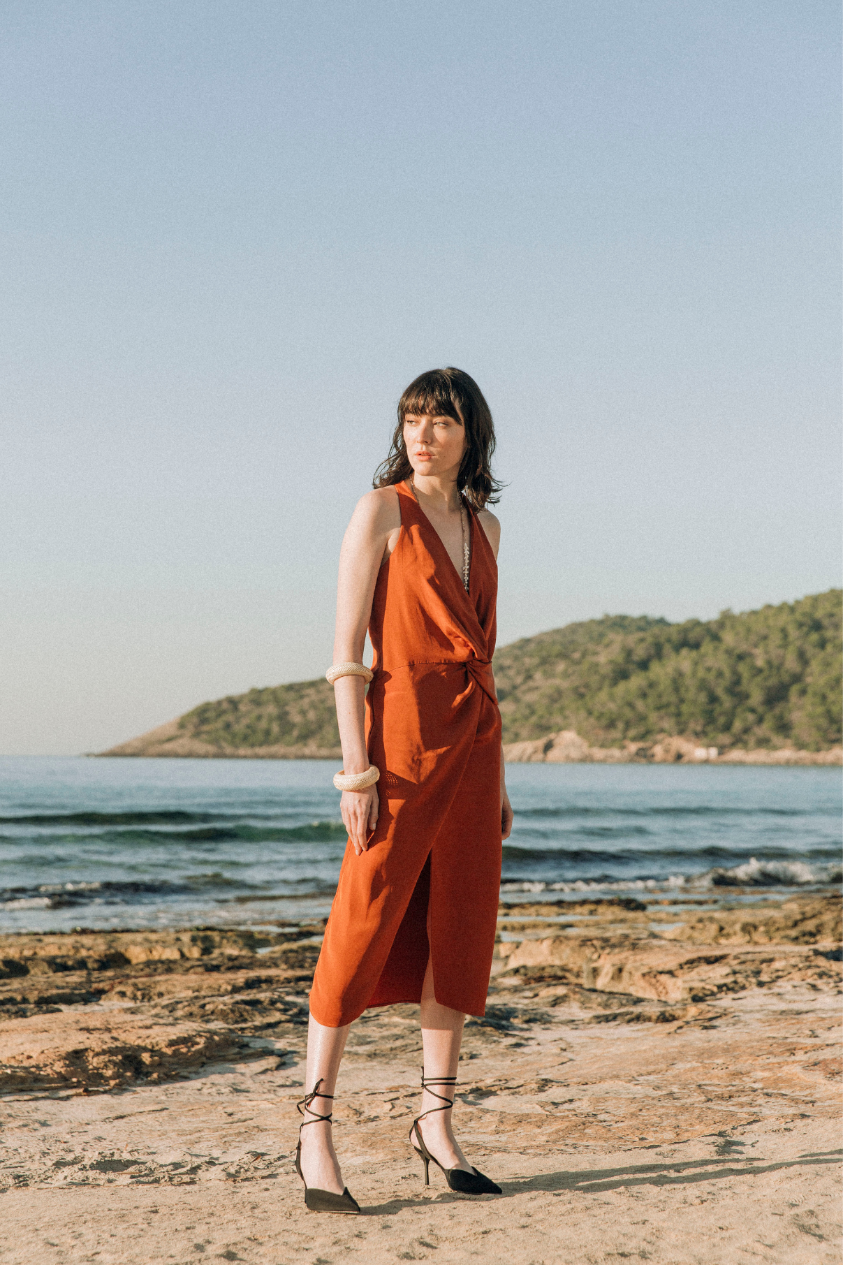 CUPRO HALTER DRESS