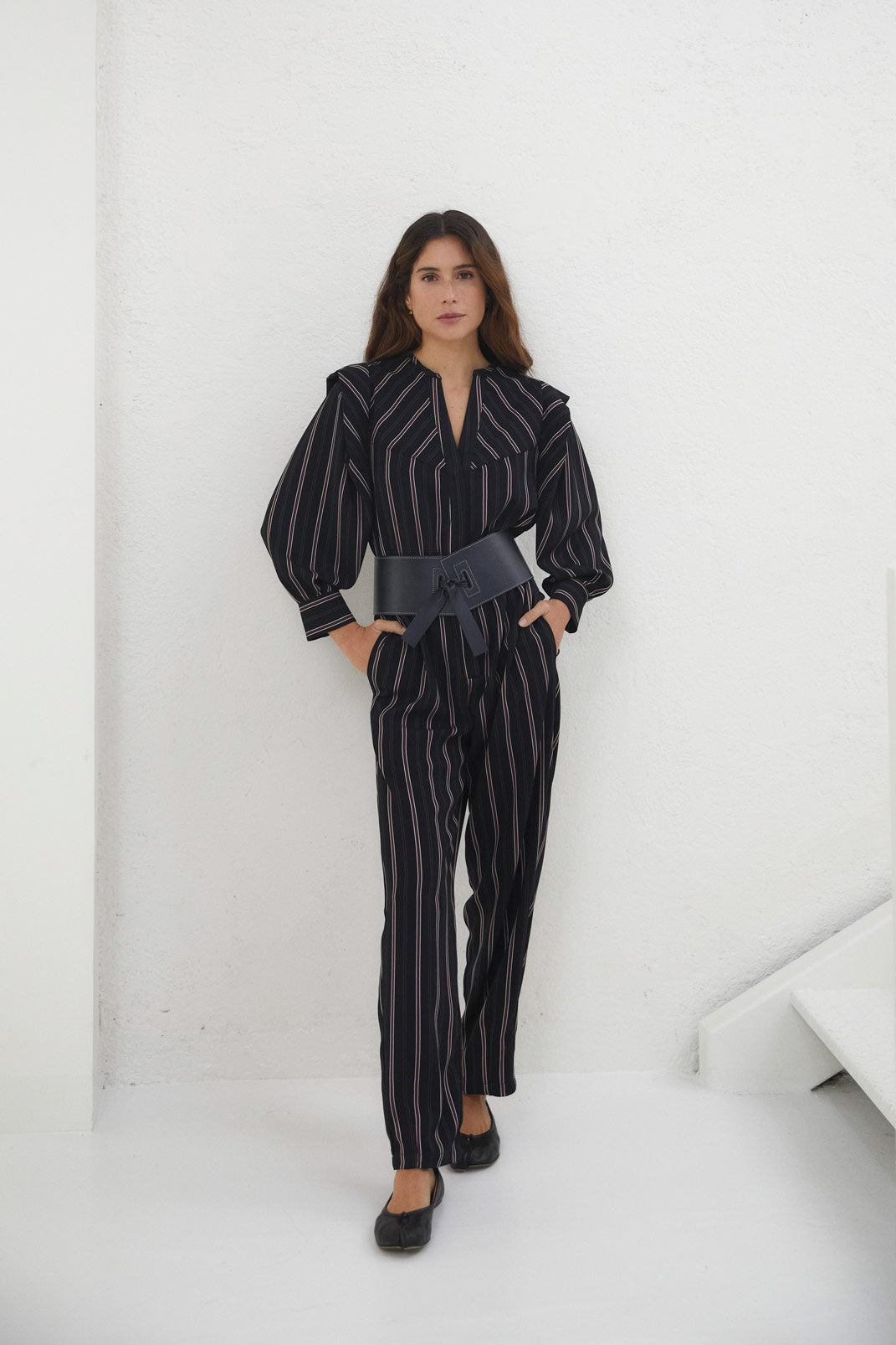 RED STRIPED FOLK OVERALL