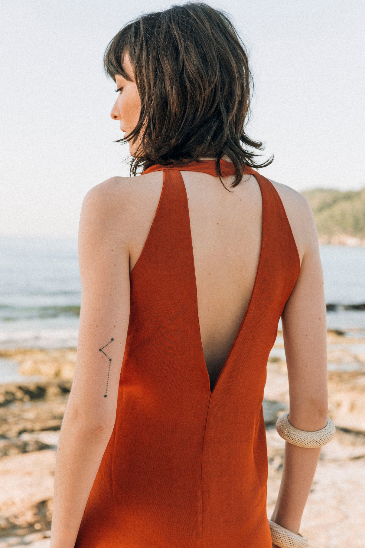 CUPRO HALTER DRESS