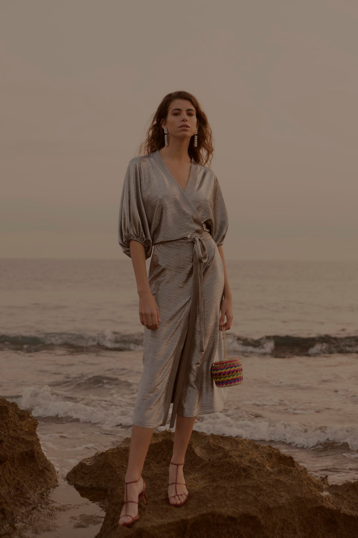 PLEATED WRAP DRESS