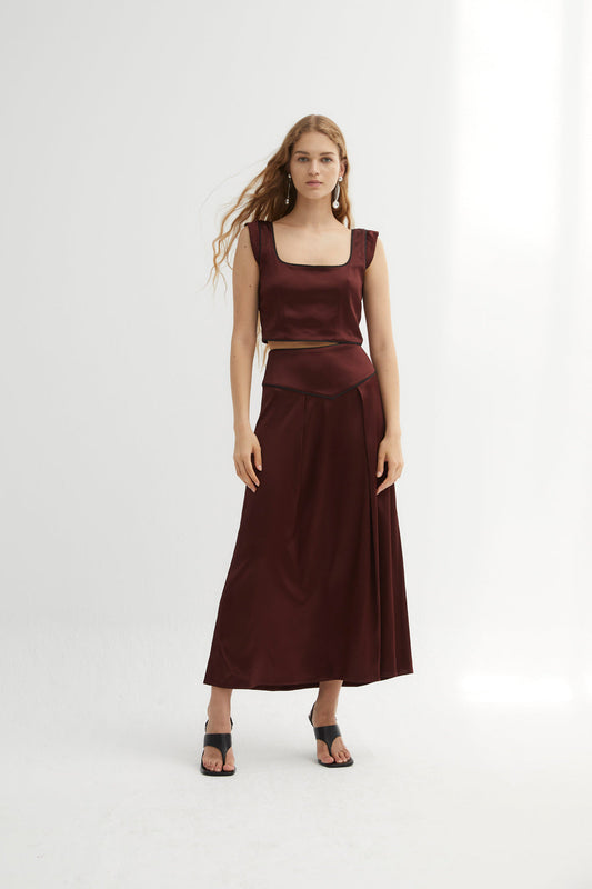 TOTAL LOOK TRIANA BROWN SATIN