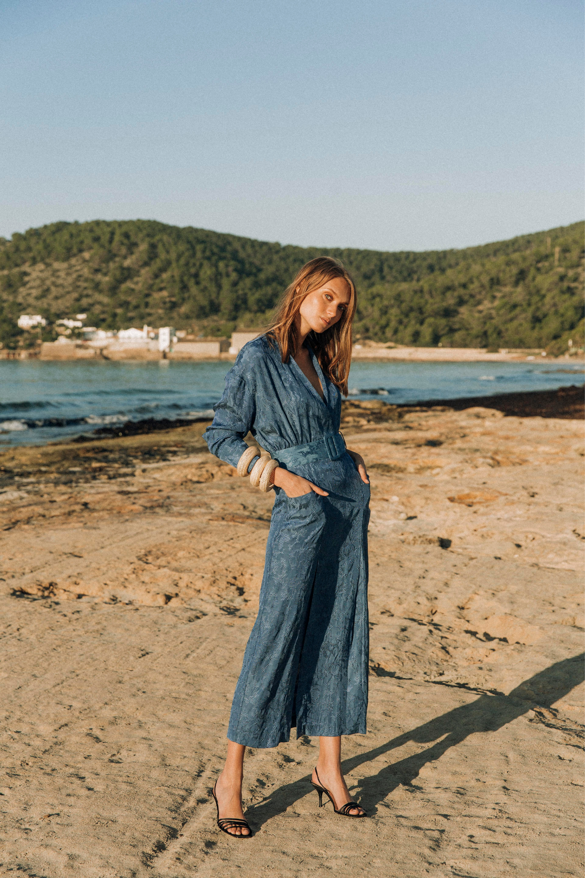 GIORGIA DRESS EMBROIDERED BLUE