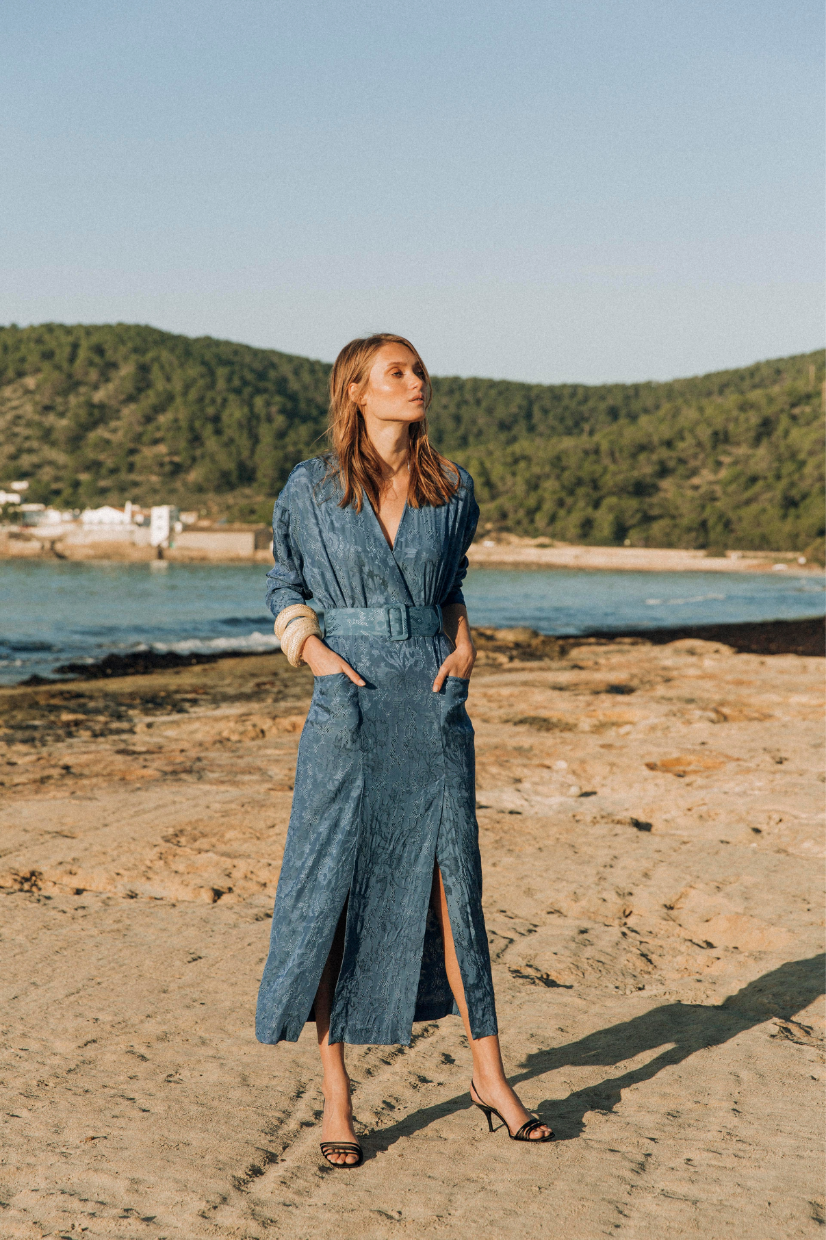 GIORGIA DRESS EMBROIDERED BLUE