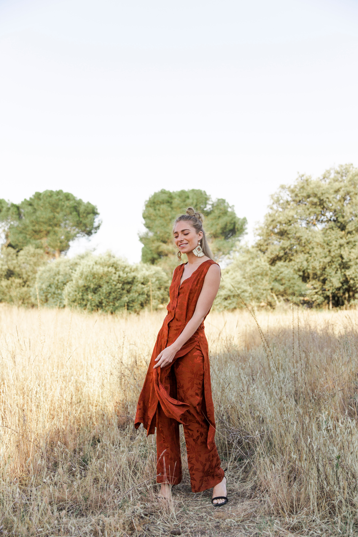 CAMEL PALM TREES BUTTONS TUNIC