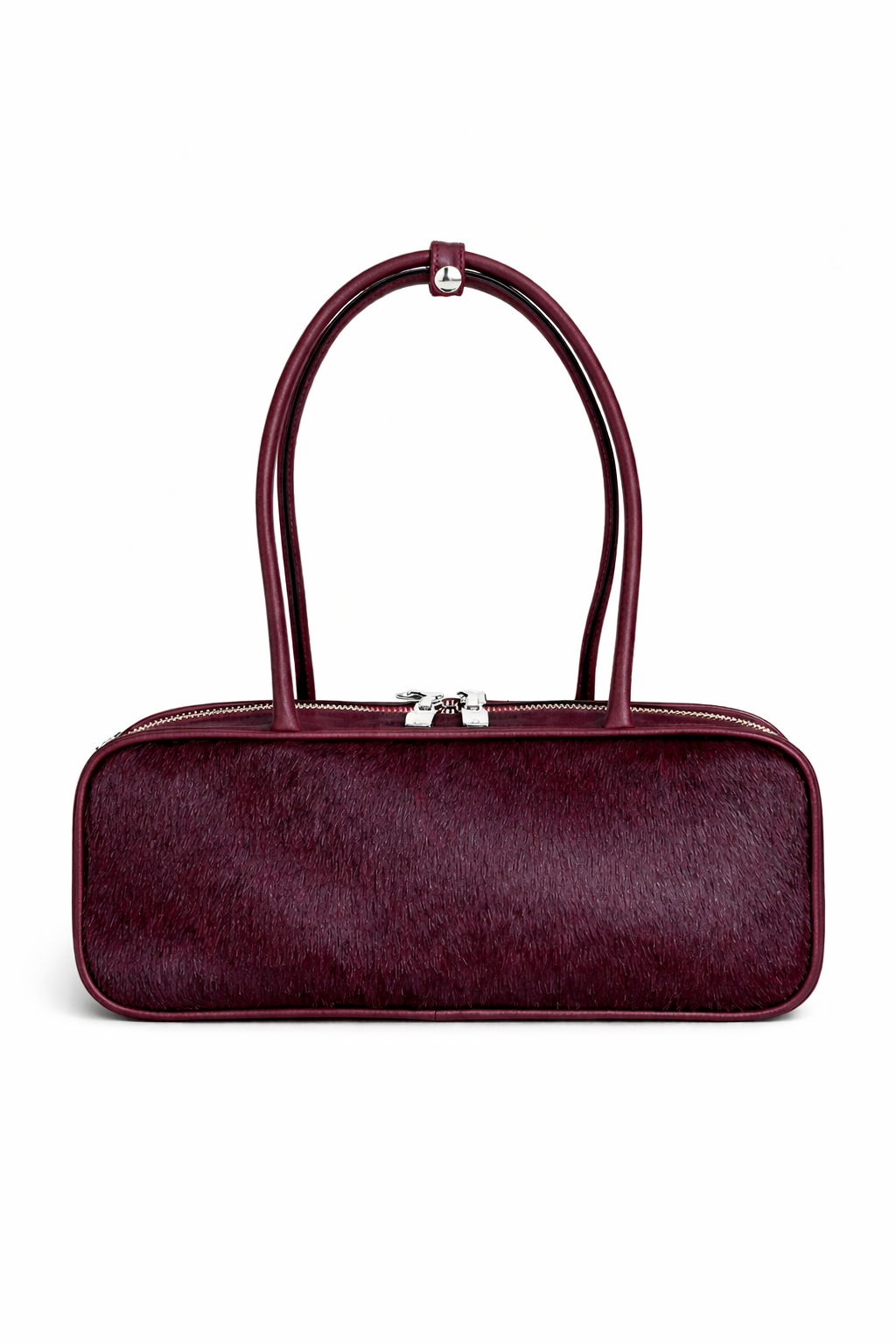 BURGUNDY LEATHER BAGUETTE BAG