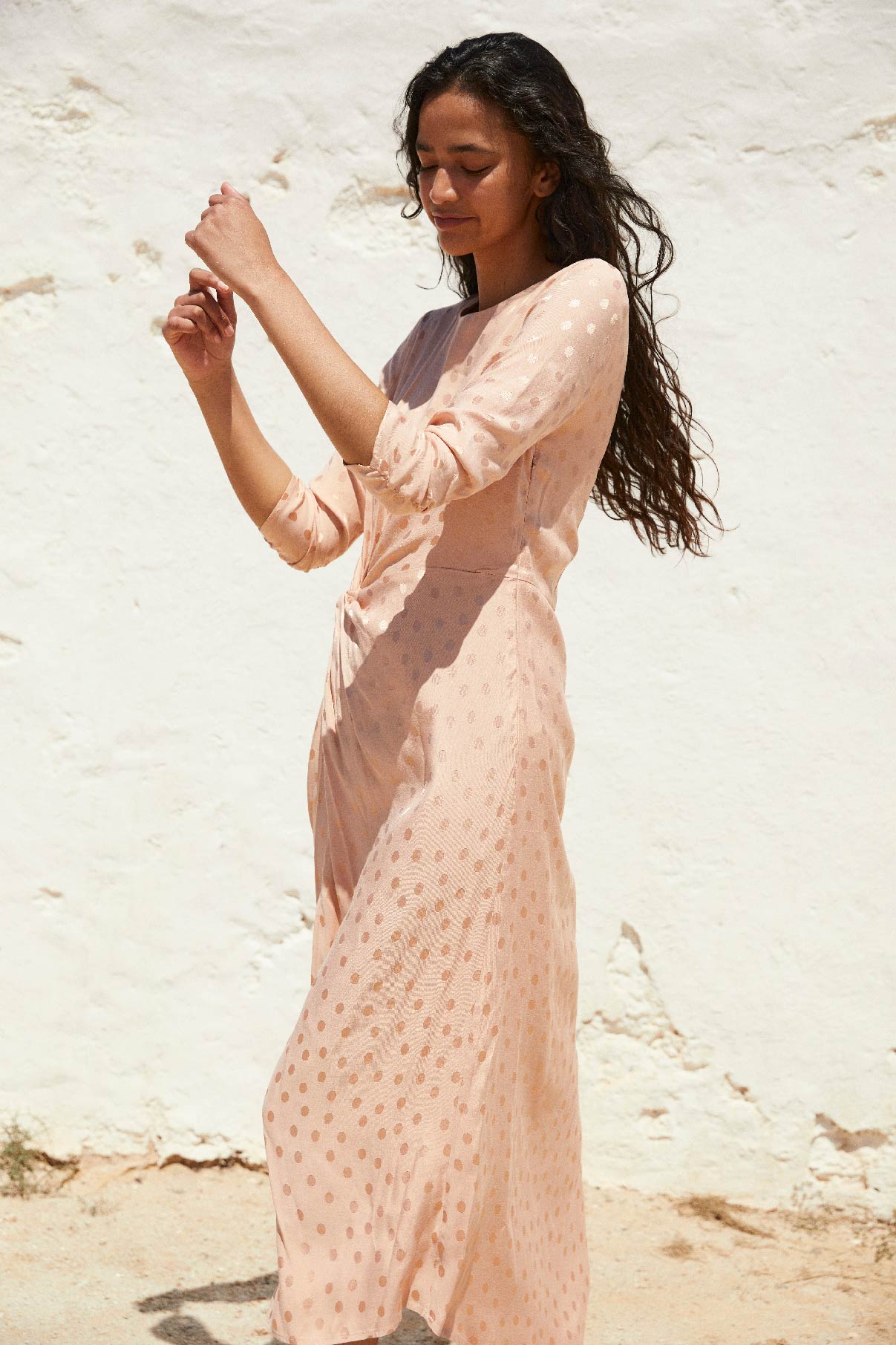 JCQ NUDE POLKA DOT KNOT DRESS