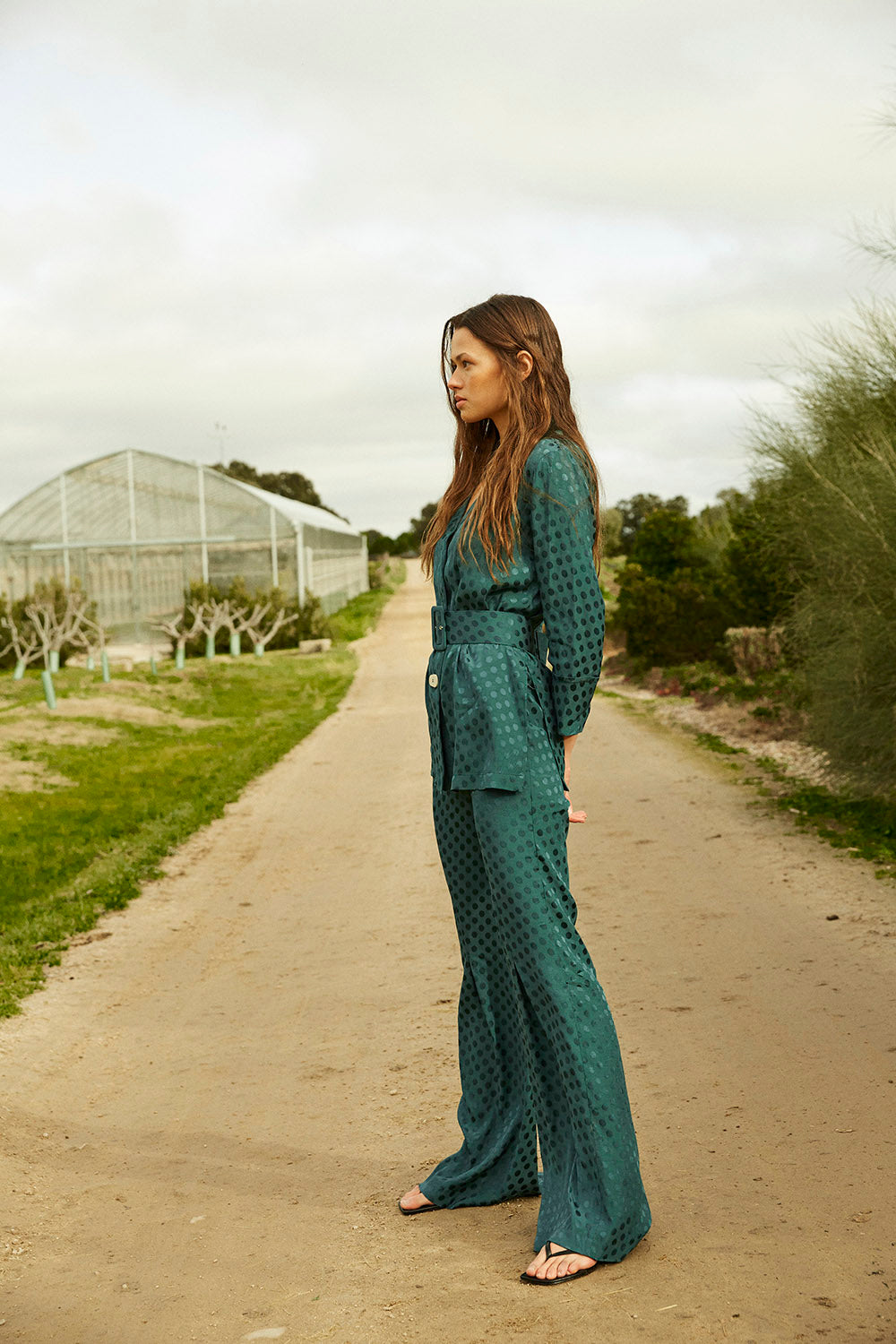 DUCK POLKA DOT PLEATED PANTS