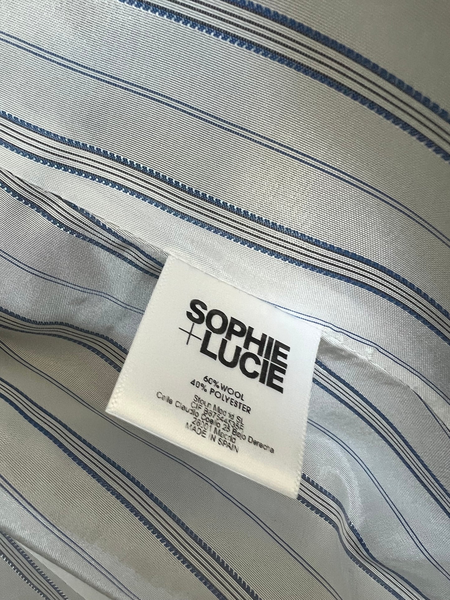 Blazer cruzada azul marino rayas