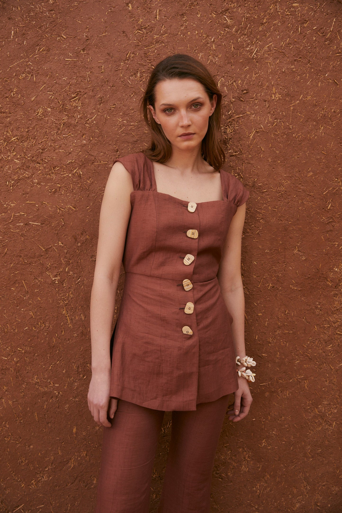 BROWN CRASH CORSET TUNIC