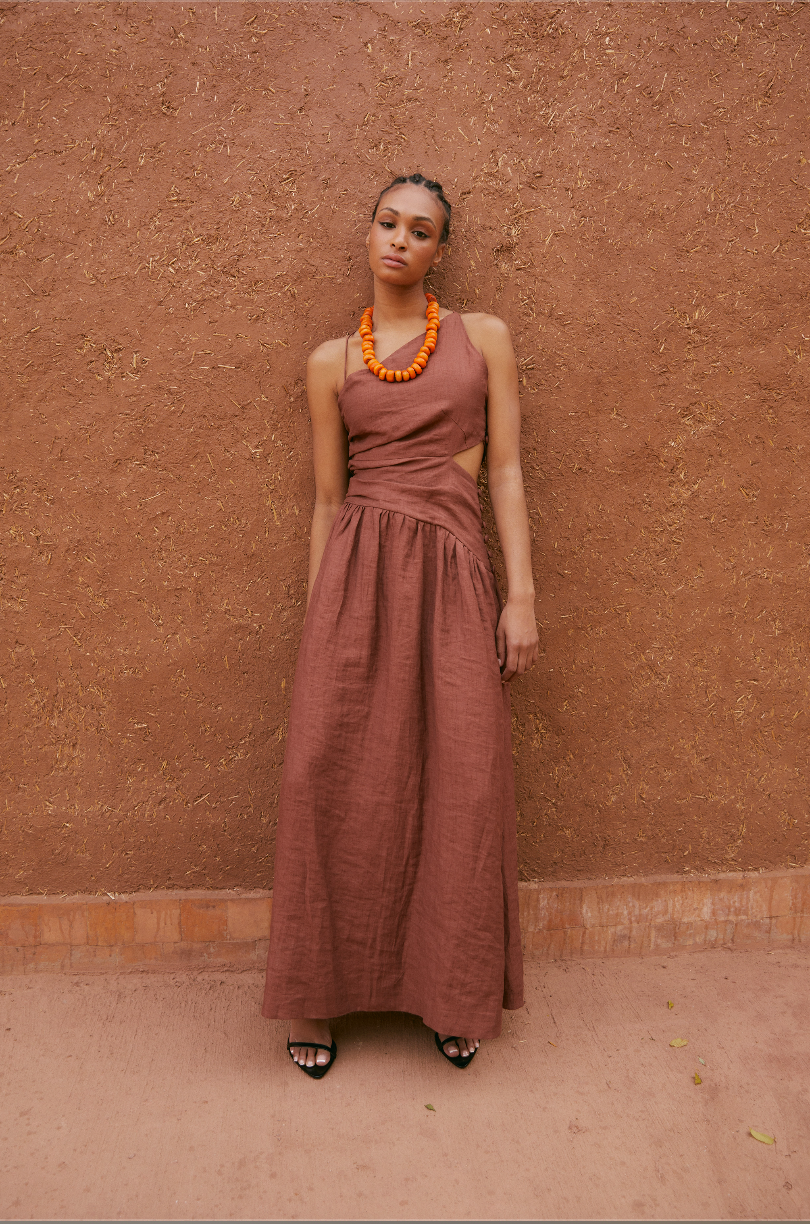 PEGY CRASH TERRACOTTA DRESS