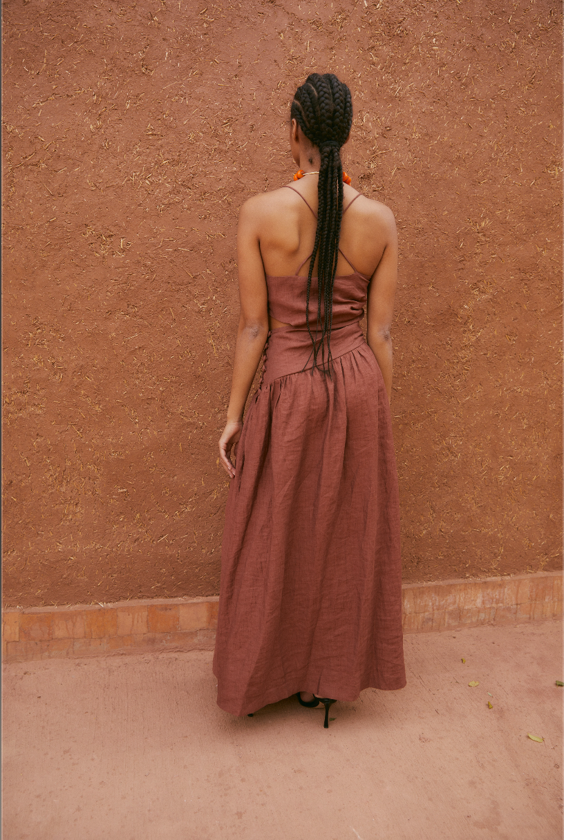 PEGY CRASH TERRACOTTA DRESS