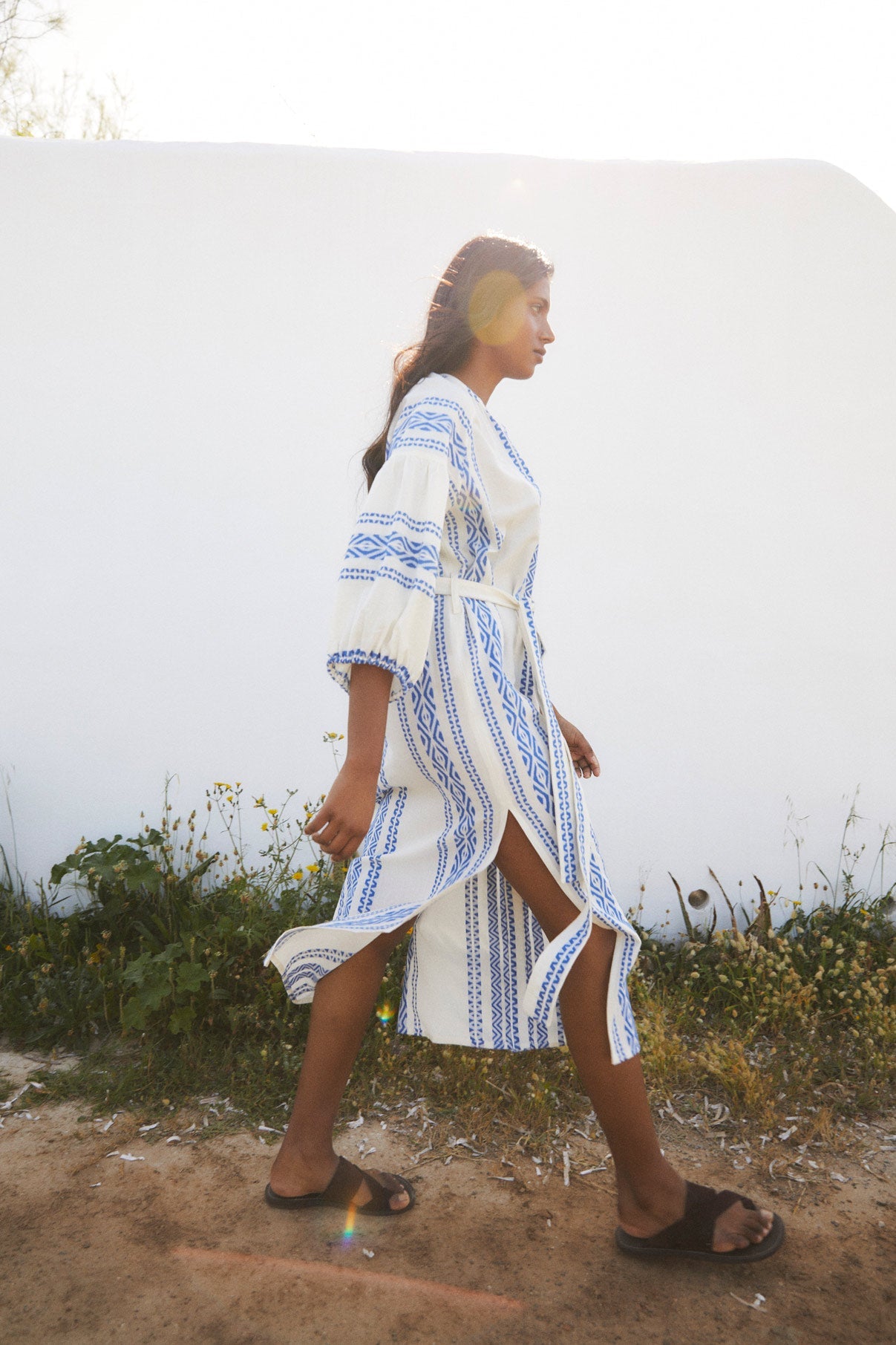 BLACK TUNIC WITH BLUE FRENCH FRINGES