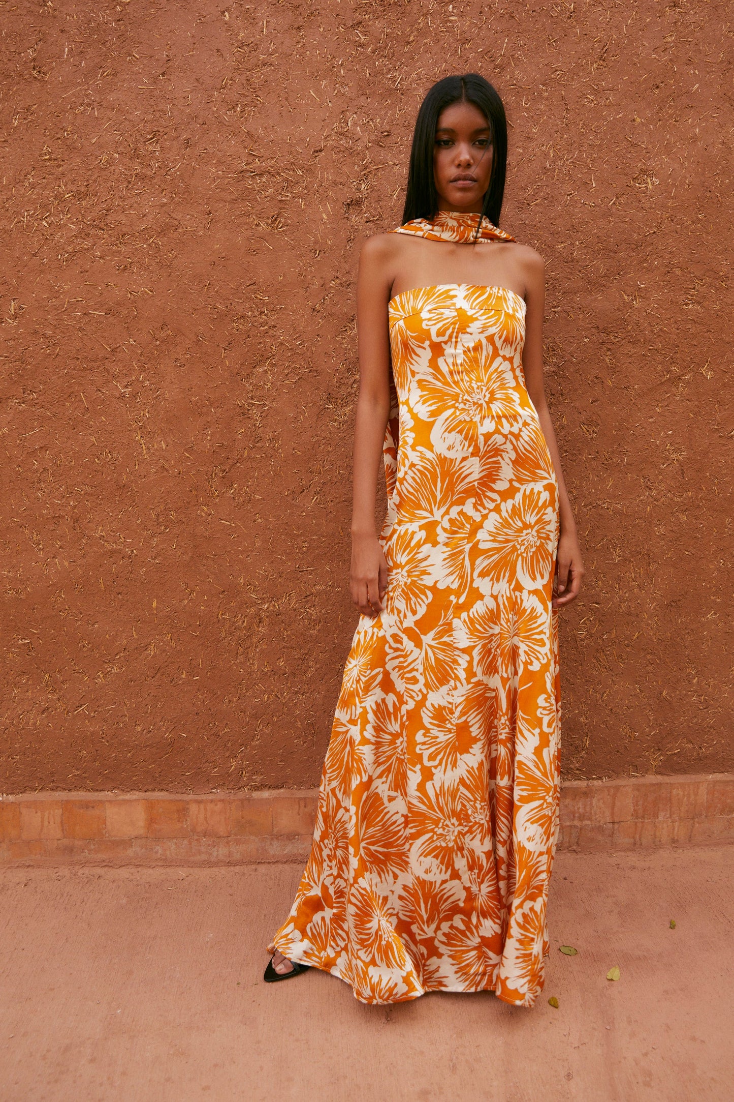 CORINTHIA DRESS WATERCOLOR FLOWER PUMPKIN