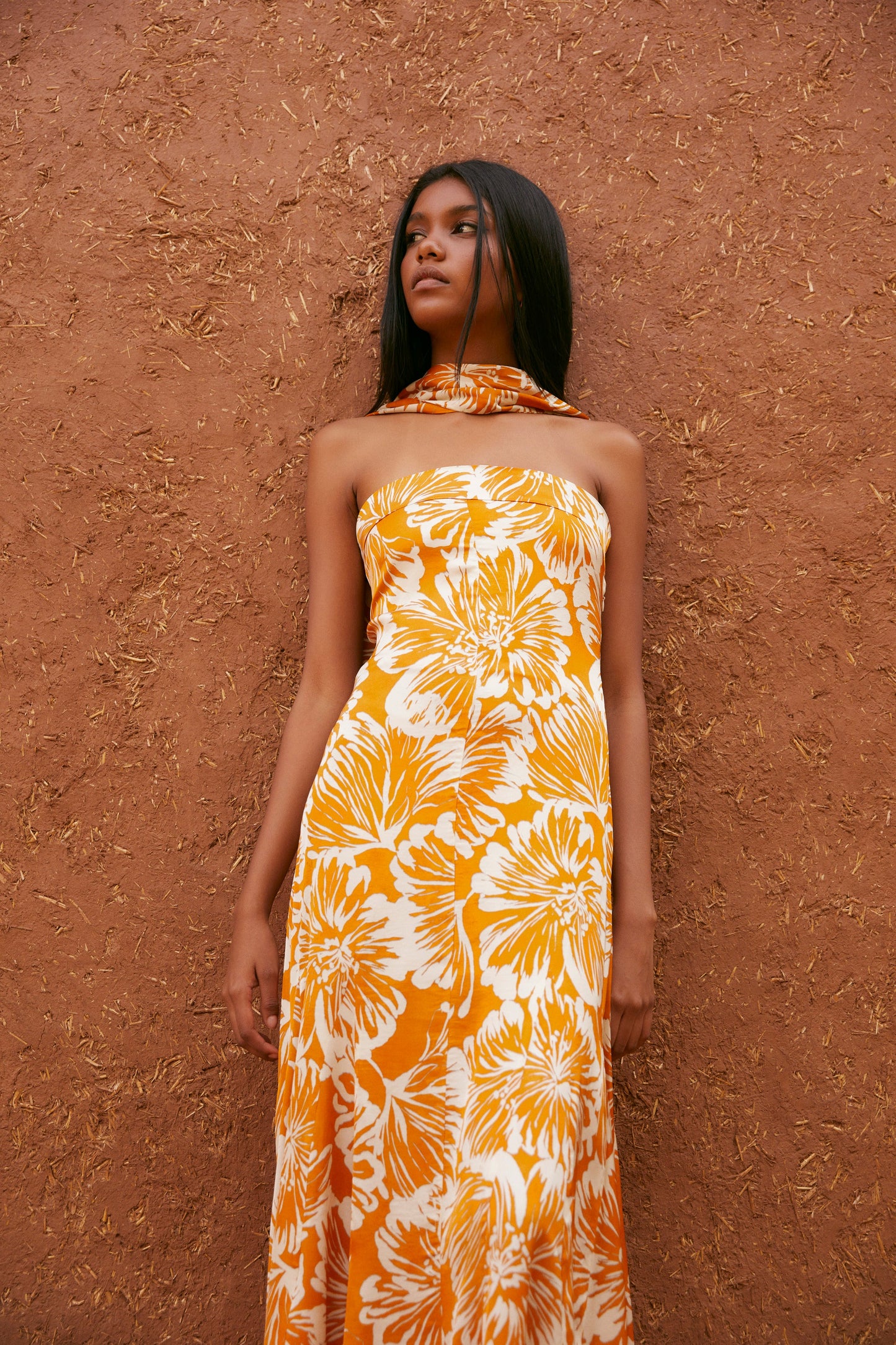 CORINTHIA DRESS WATERCOLOR FLOWER PUMPKIN