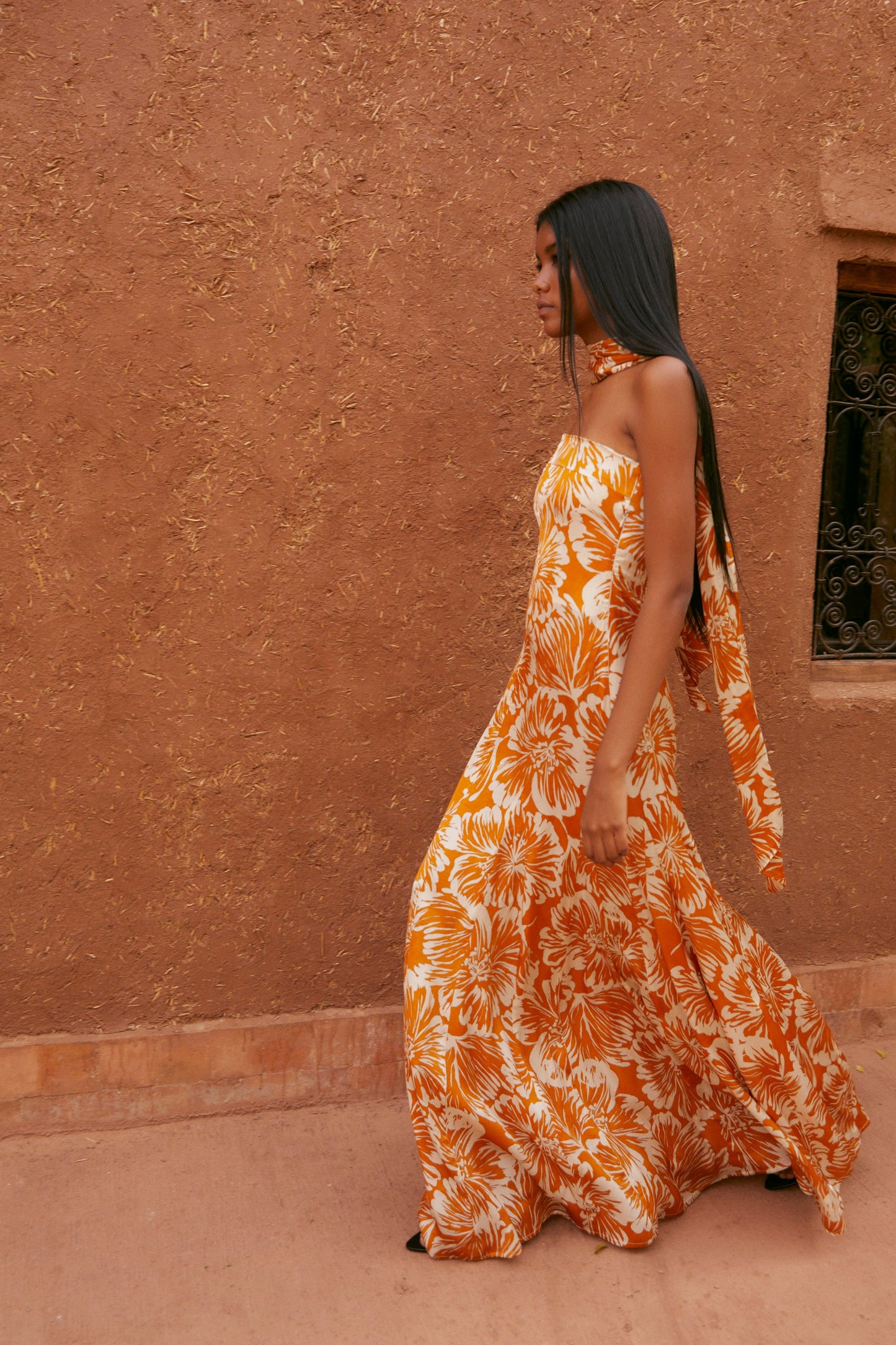 CORINTHIA DRESS WATERCOLOR FLOWER PUMPKIN