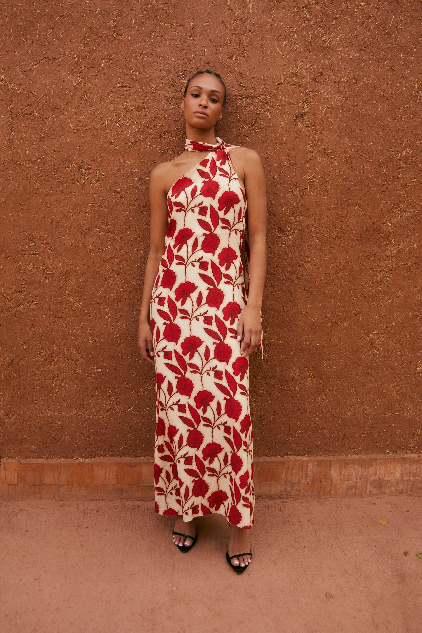 JOHANA RED HALTER DRESS