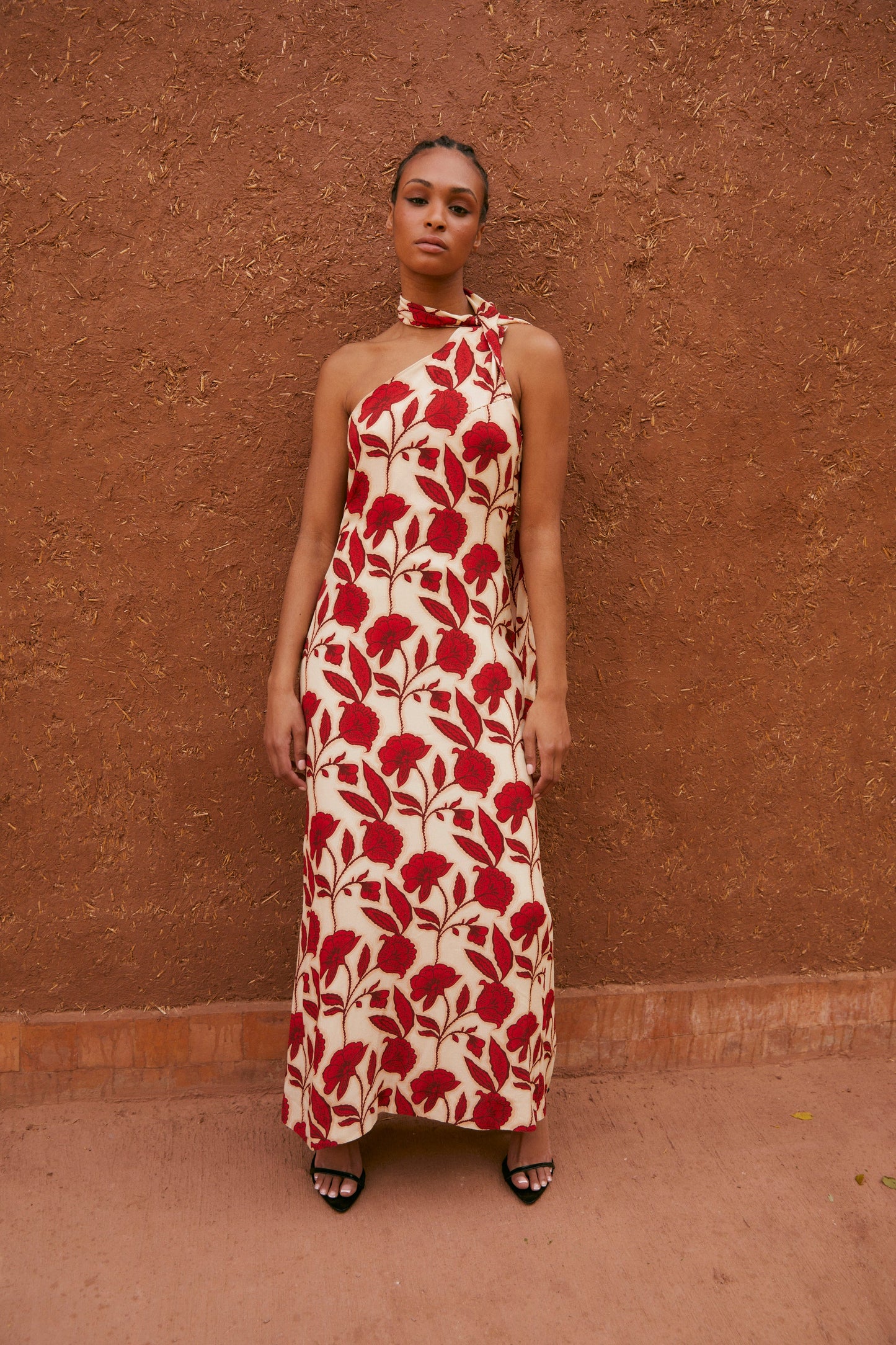 JOHANA RED HALTER DRESS