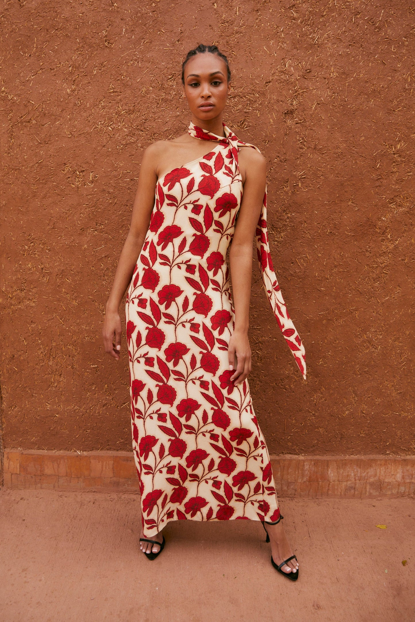JOHANA RED HALTER DRESS