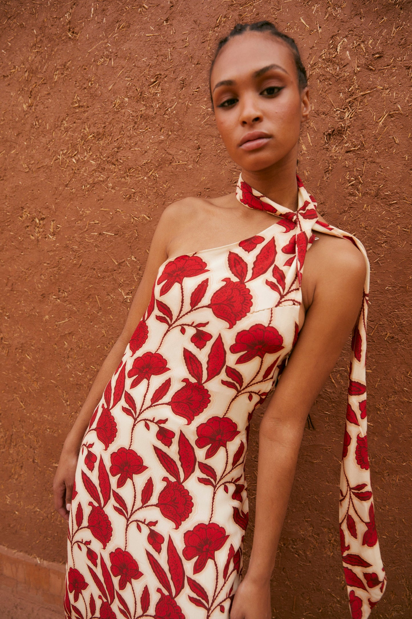 JOHANA RED HALTER DRESS