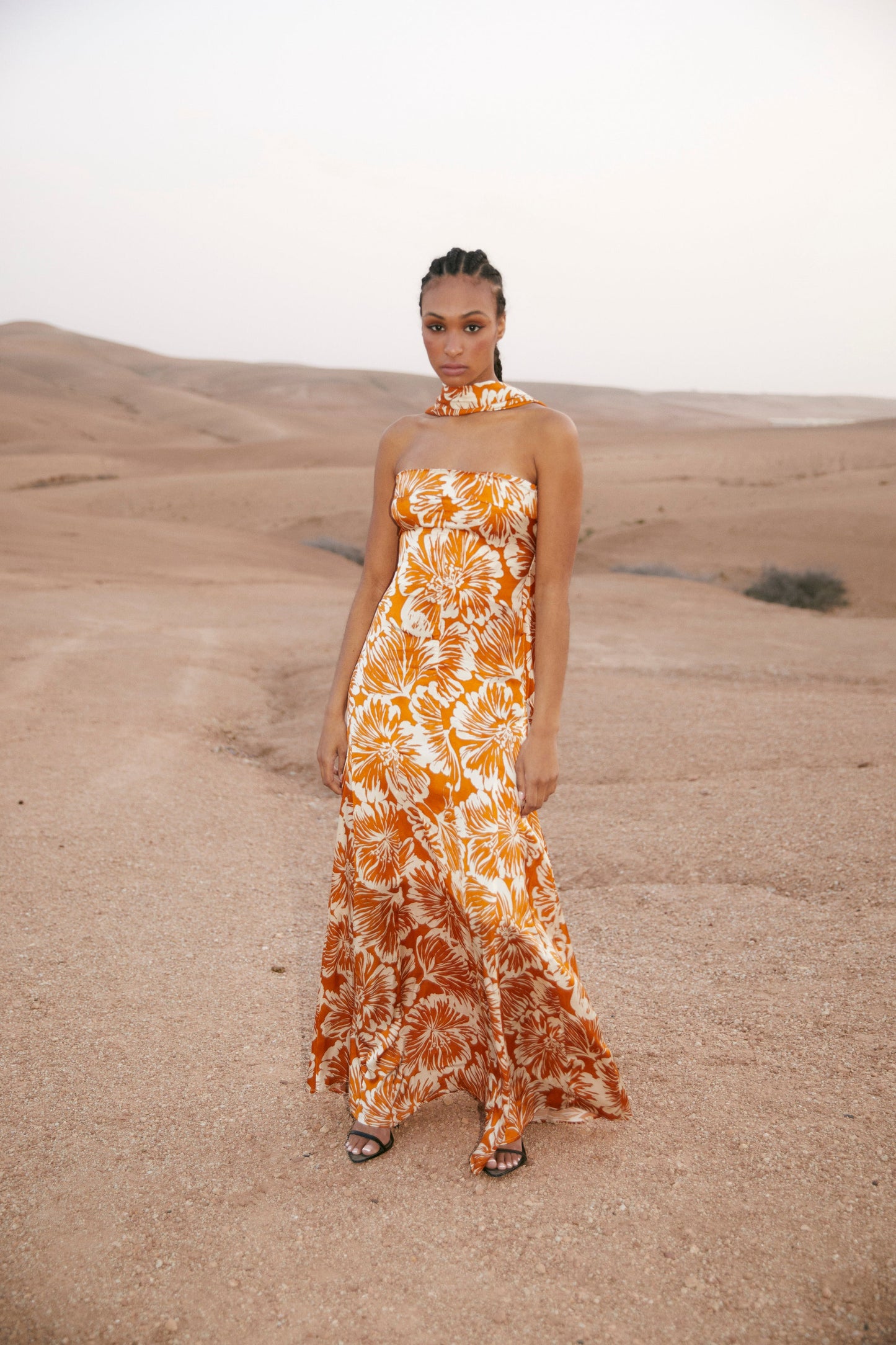 CORINTHIA DRESS WATERCOLOR FLOWER PUMPKIN