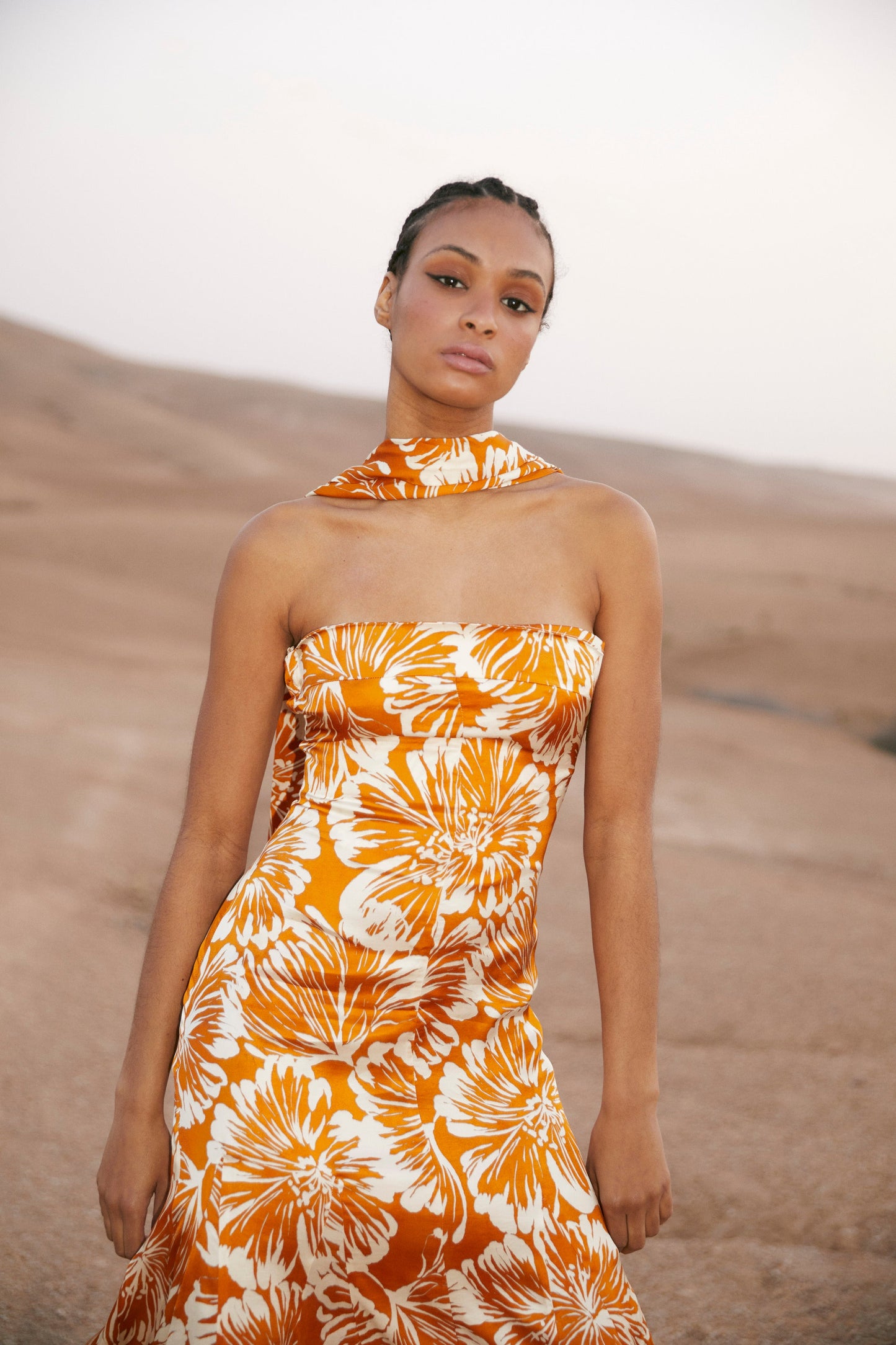 CORINTHIA DRESS WATERCOLOR FLOWER PUMPKIN