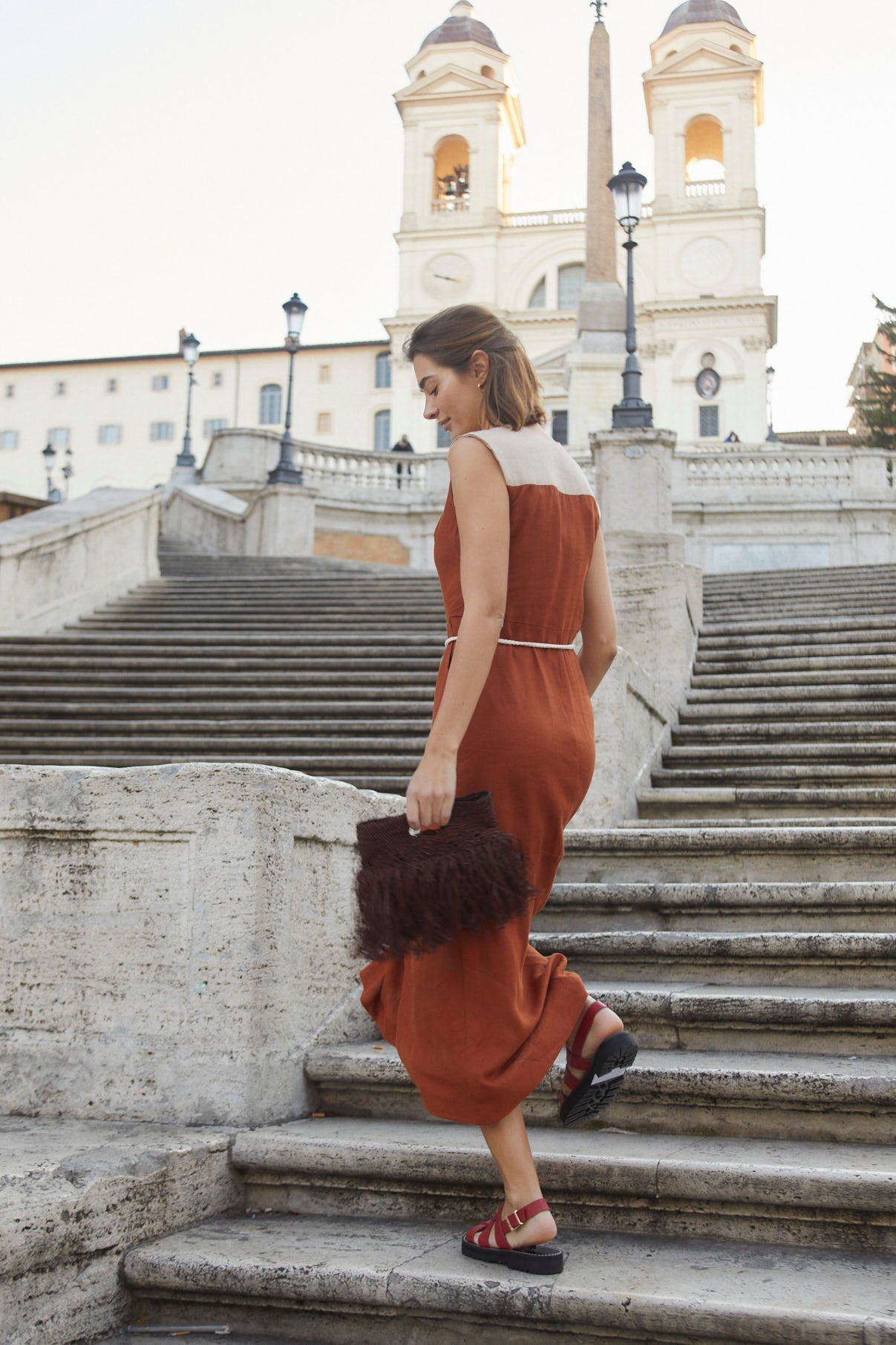 APRIL CARAMEL LINEN DRESS