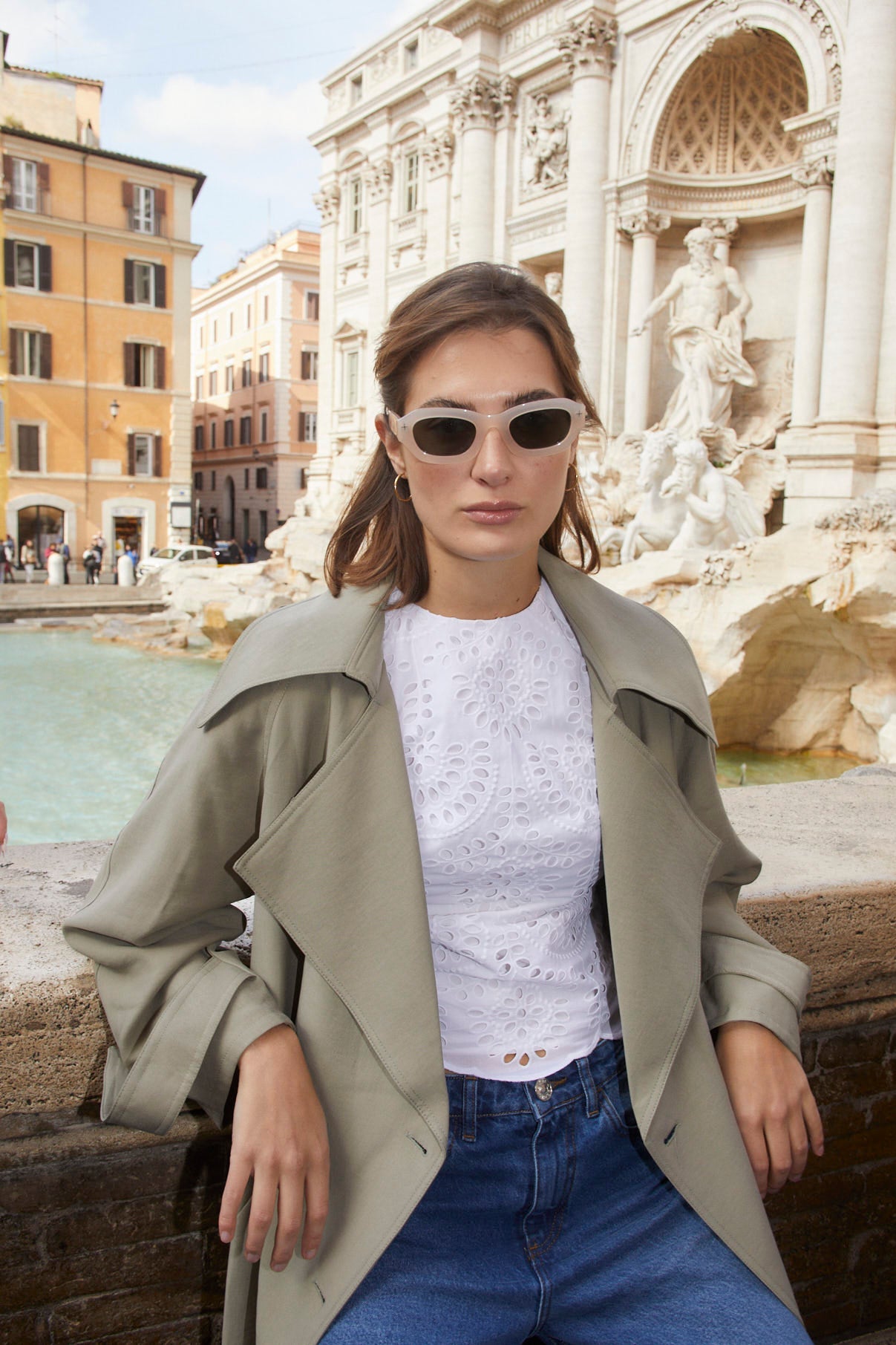 MORGANA DIAGONAL KHAKI TRENCH COAT