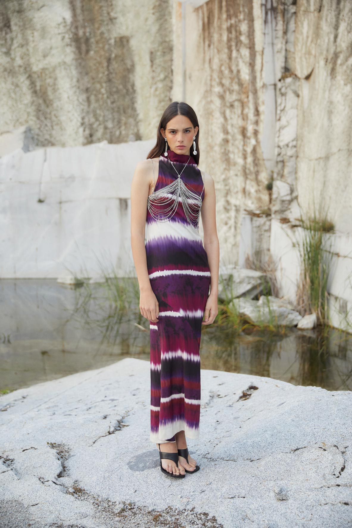 JULIA DRESS WITH EGGPLANT FLUFF