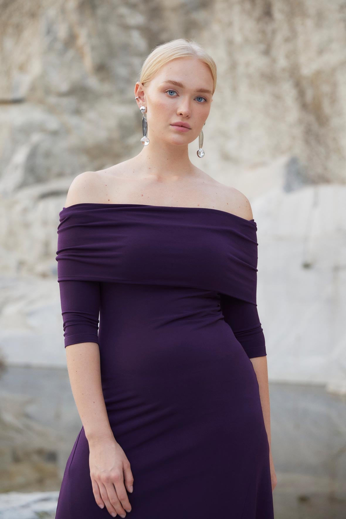 GILDA DRESS EGGPLANT STITCH