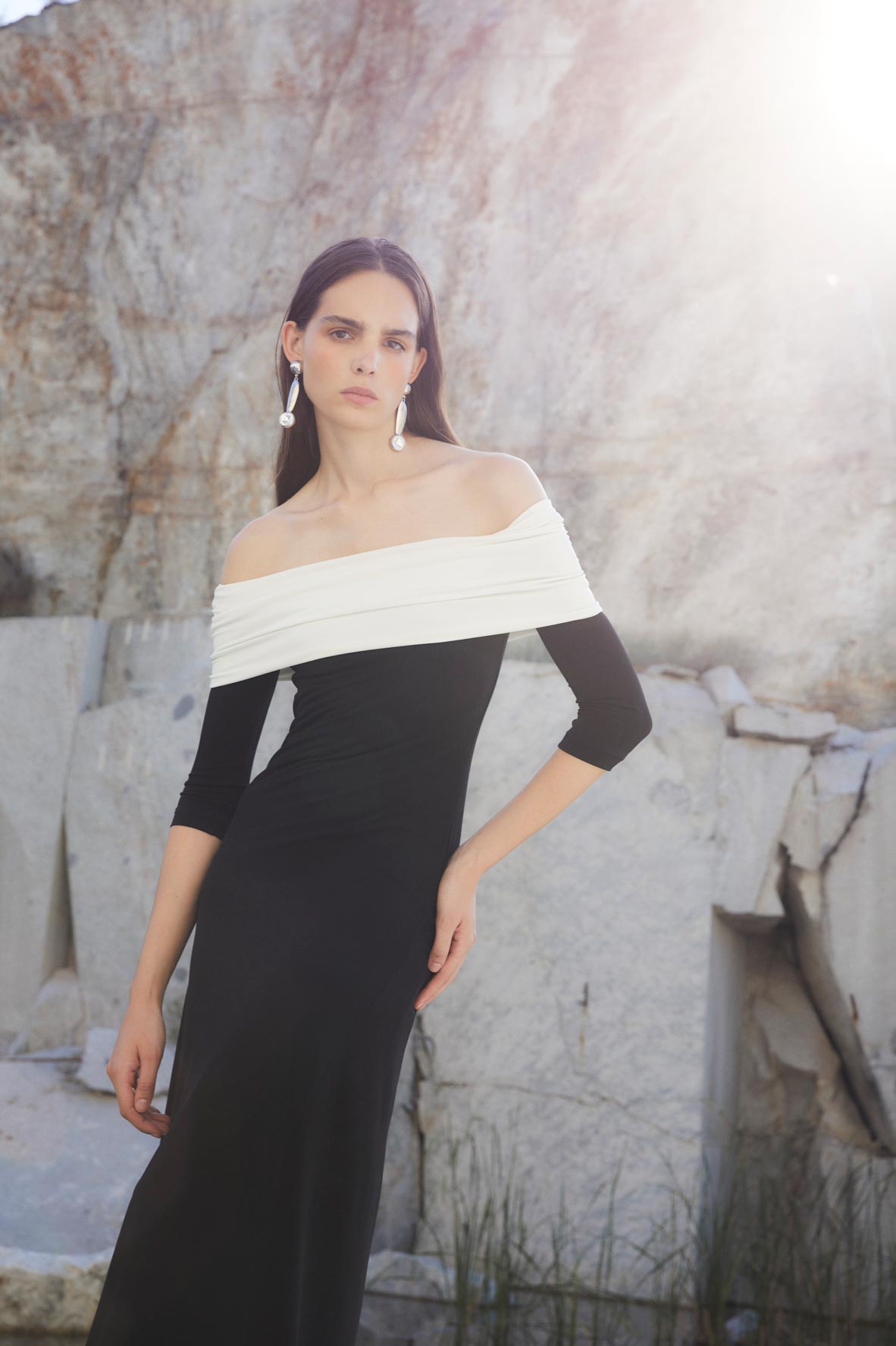 GILDA DRESS IN TWO-TONE KNIT