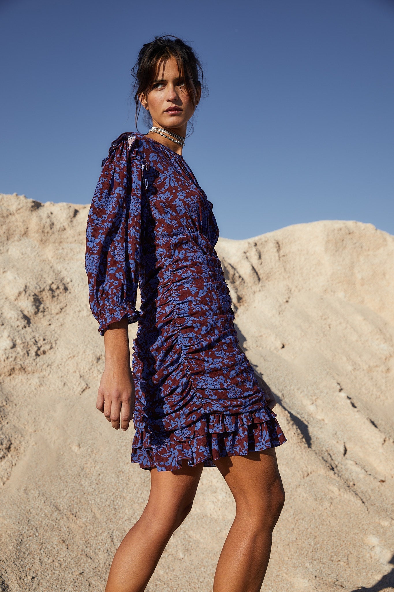 LANDA DRESS WITH TWO-TONE FLOWER
