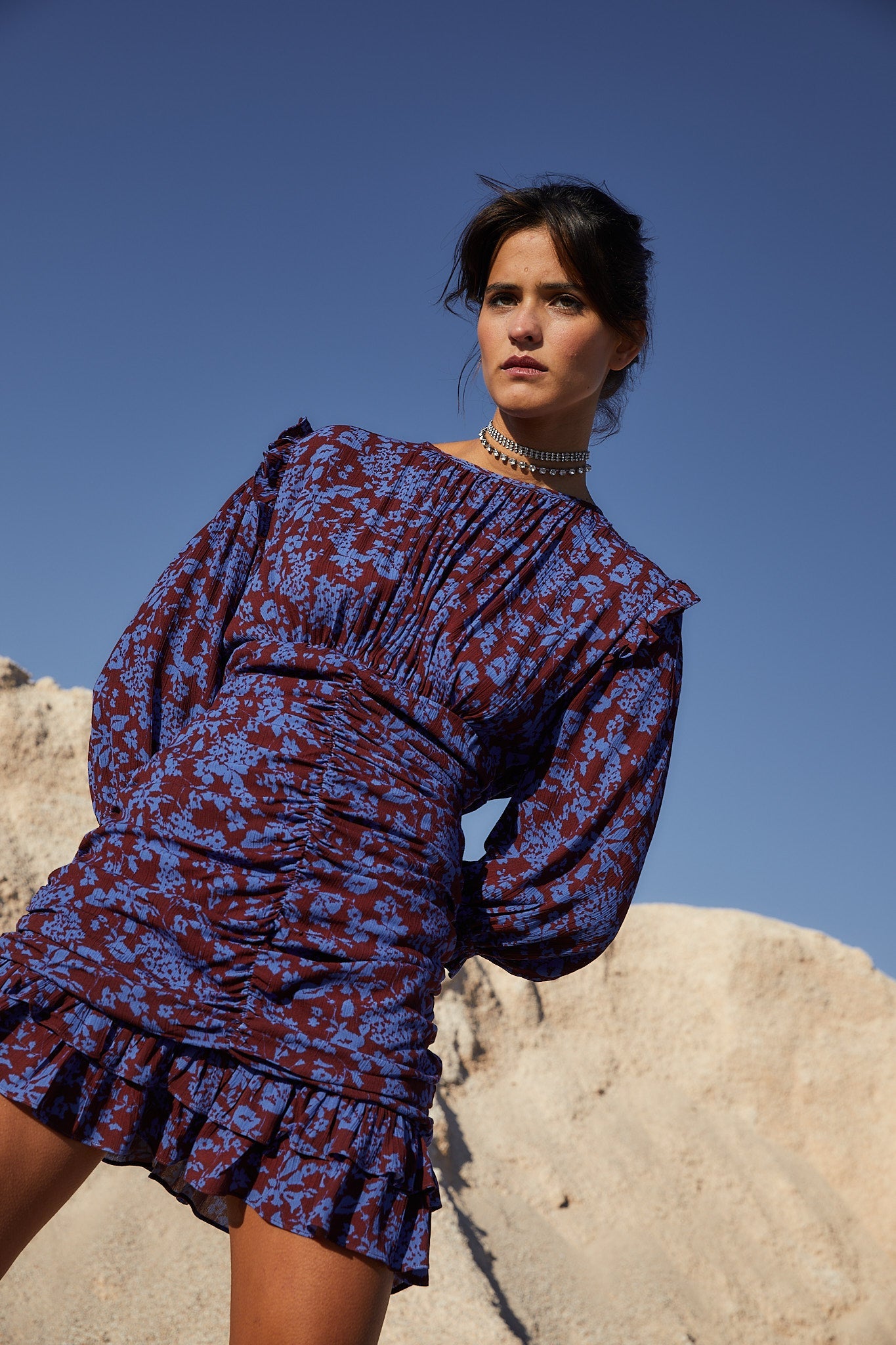 LANDA DRESS WITH TWO-TONE FLOWER