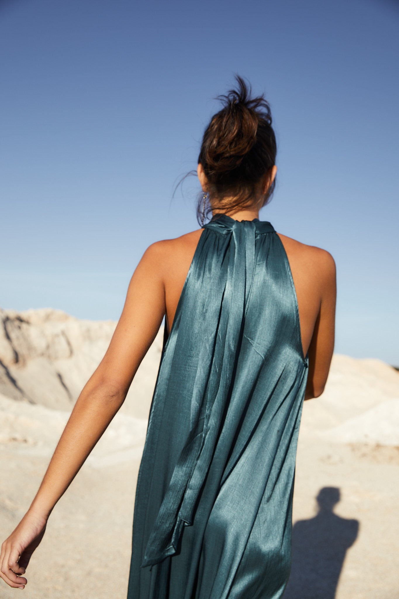 SATIN HALTER DRESS