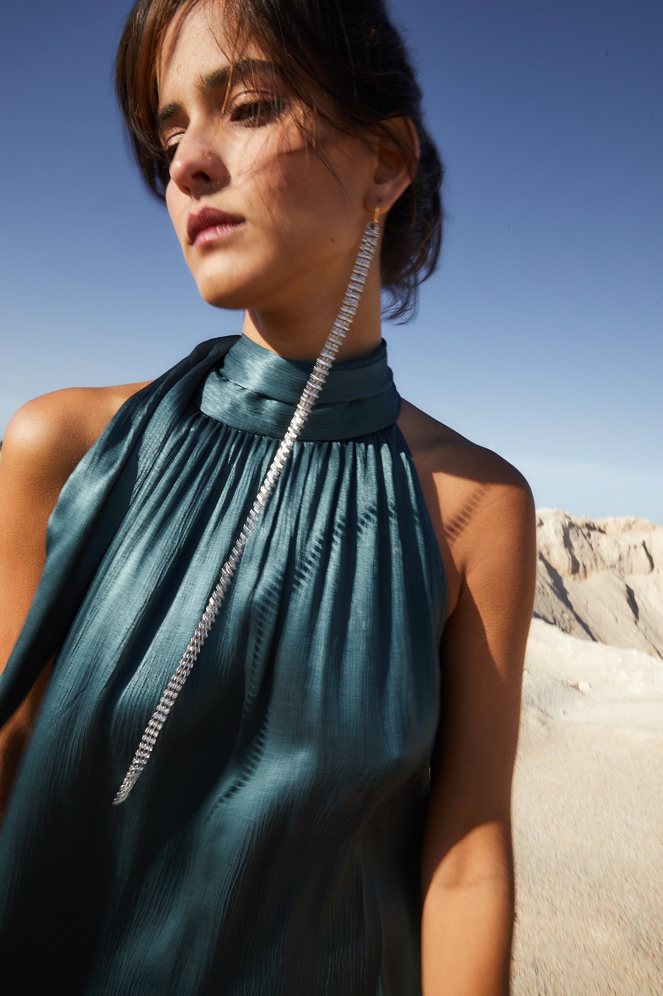 SATIN HALTER DRESS