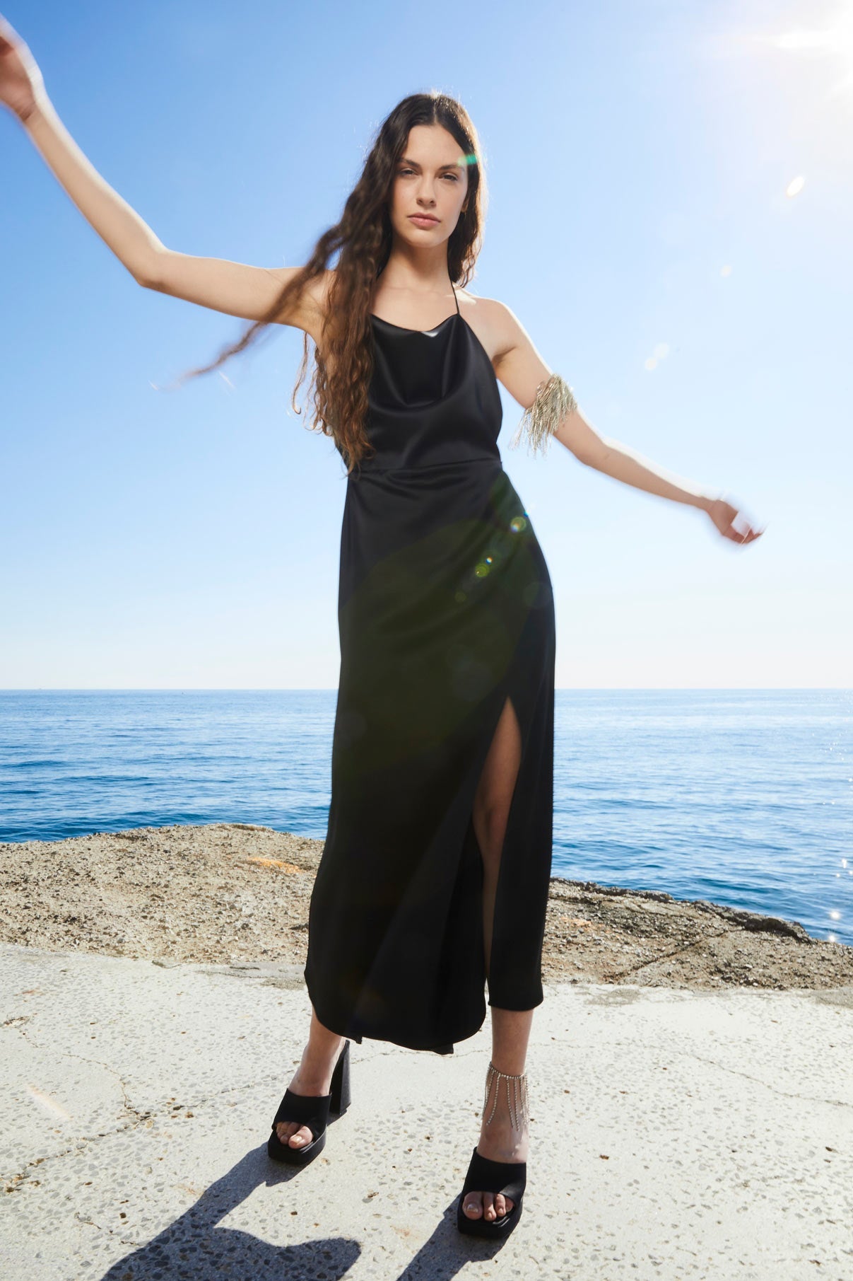 ALICE BLACK SATIN DRESS